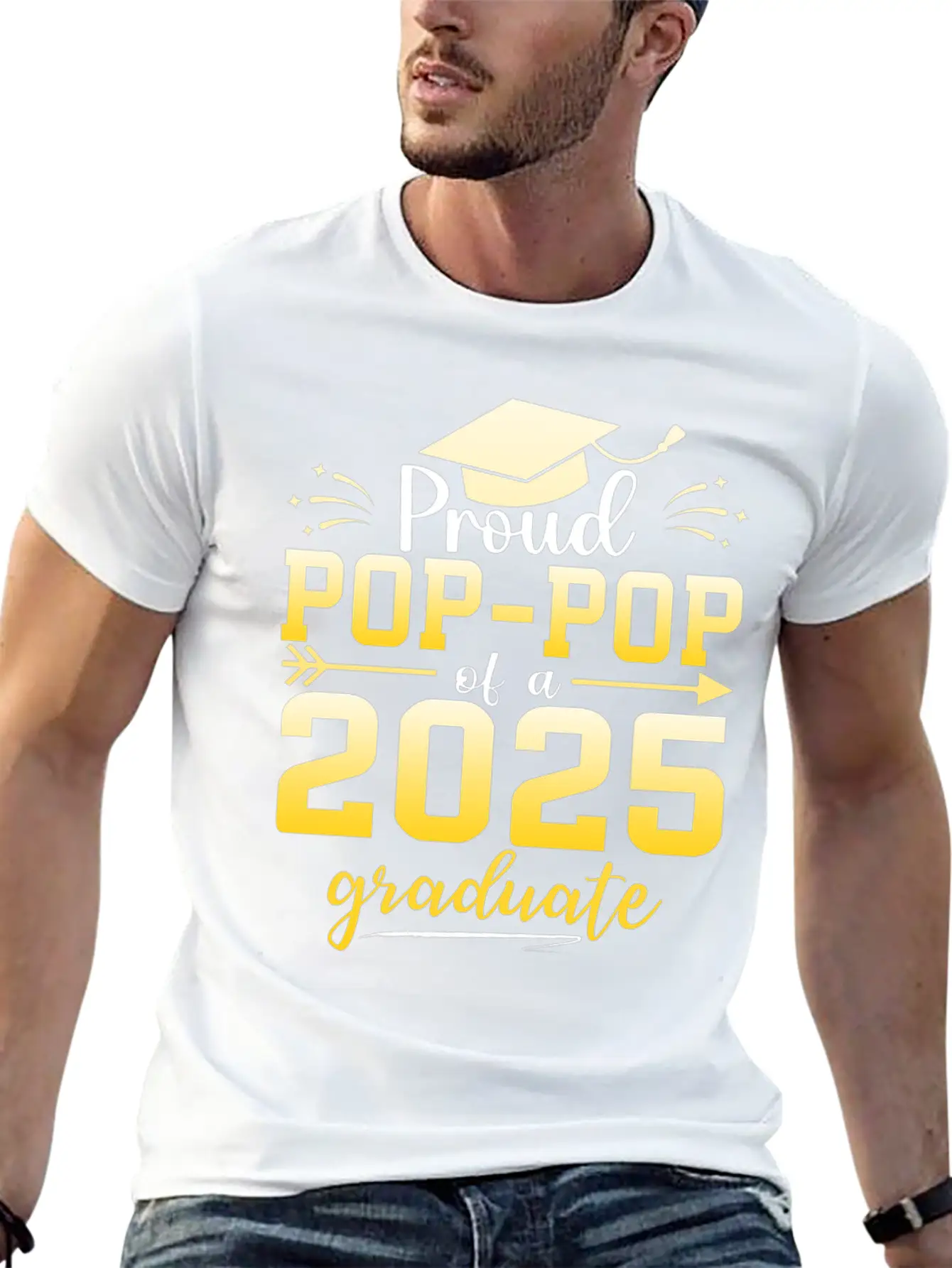 Proud Pop Pop Of A Class Of 2025 Graduate Stylish Everyday T-Shirt – Unisex Basic Cotton Tee