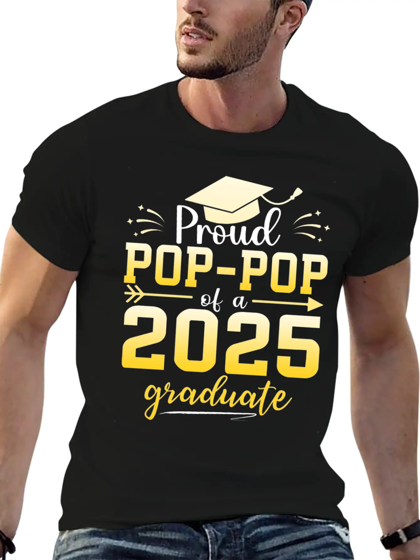 Proud Pop Pop Of A Class Of 2025 Graduate Stylish Everyday T-Shirt – Unisex Basic Cotton Tee