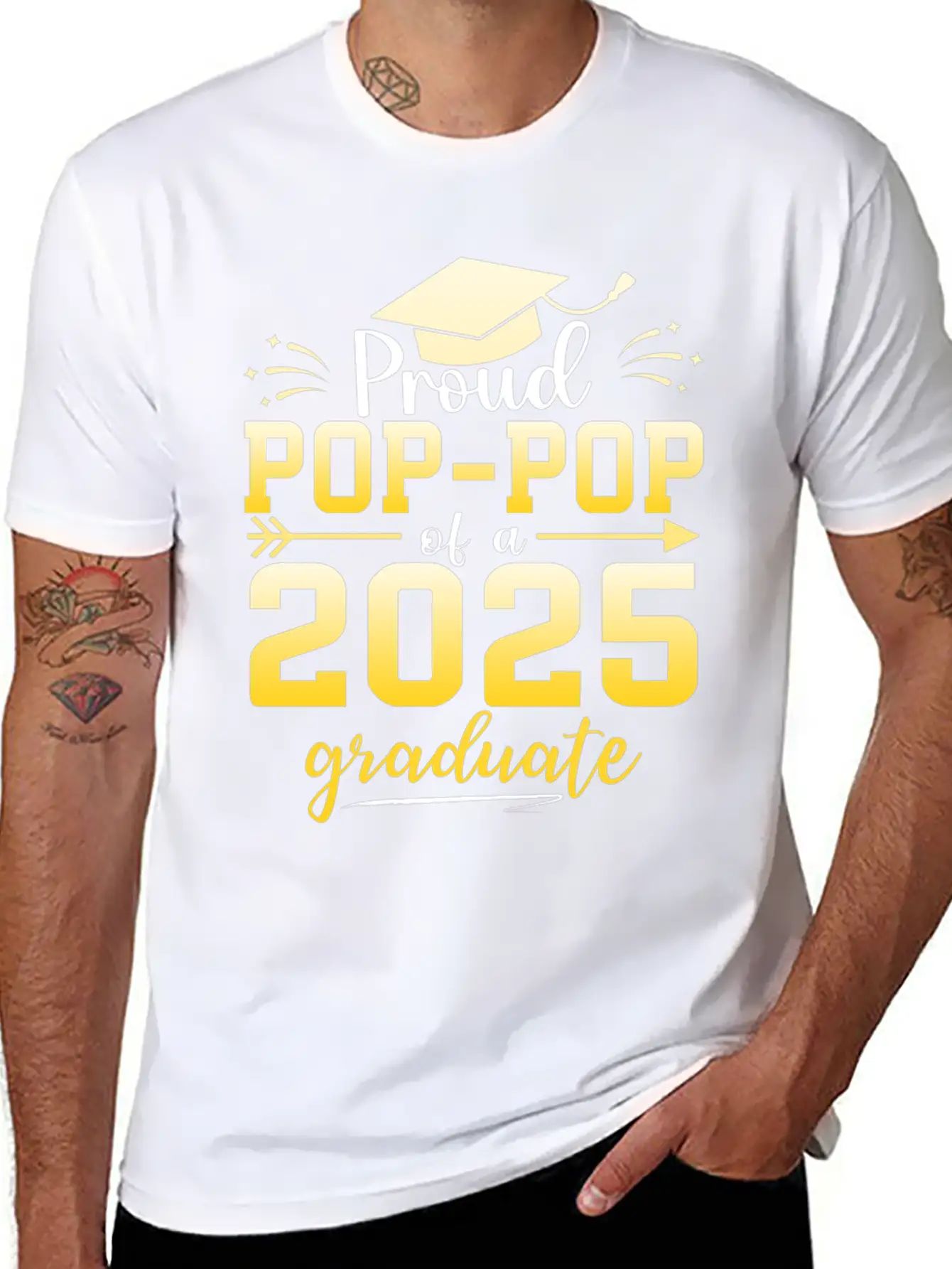 Proud Pop Pop Of A Class Of 2025 Graduate Stylish Everyday T-Shirt – Unisex Basic Cotton Tee