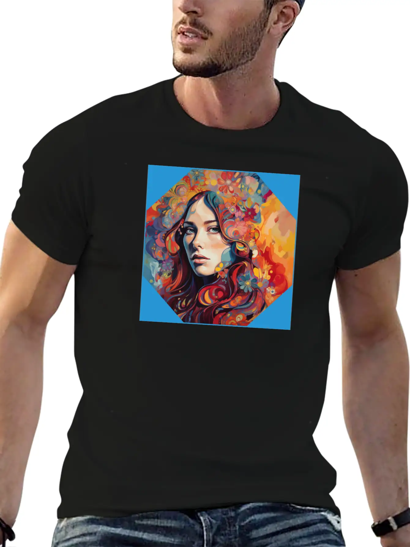 Psychedelic Bloom Floral Fantasia Unisex Short Sleeve Soft Cotton T-Shirt – Casual Everyday Wear