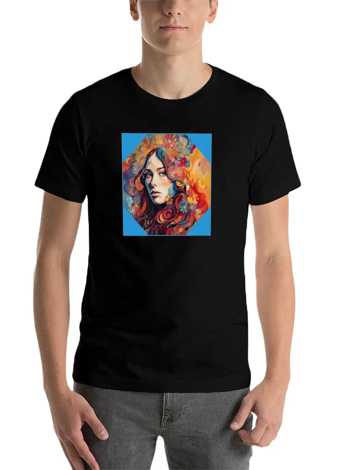 Psychedelic Bloom Floral Fantasia Unisex Short Sleeve Soft Cotton T-Shirt – Casual Everyday Wear