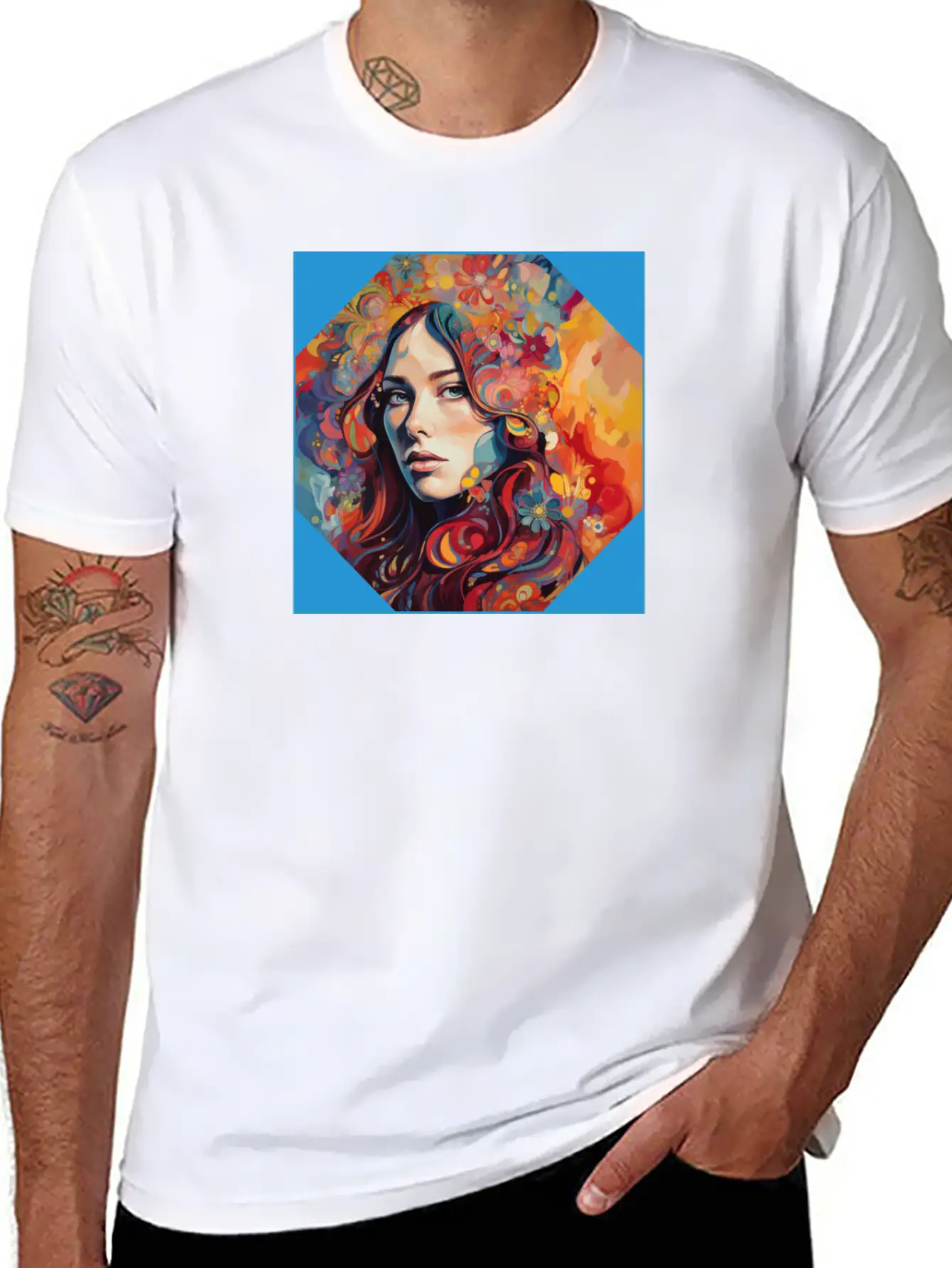 Psychedelic Bloom Floral Fantasia Unisex Short Sleeve Soft Cotton T-Shirt – Casual Everyday Wear