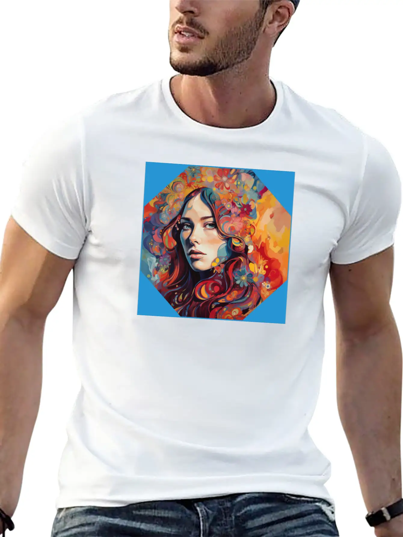 Psychedelic Bloom Floral Fantasia Unisex Short Sleeve Soft Cotton T-Shirt – Casual Everyday Wear