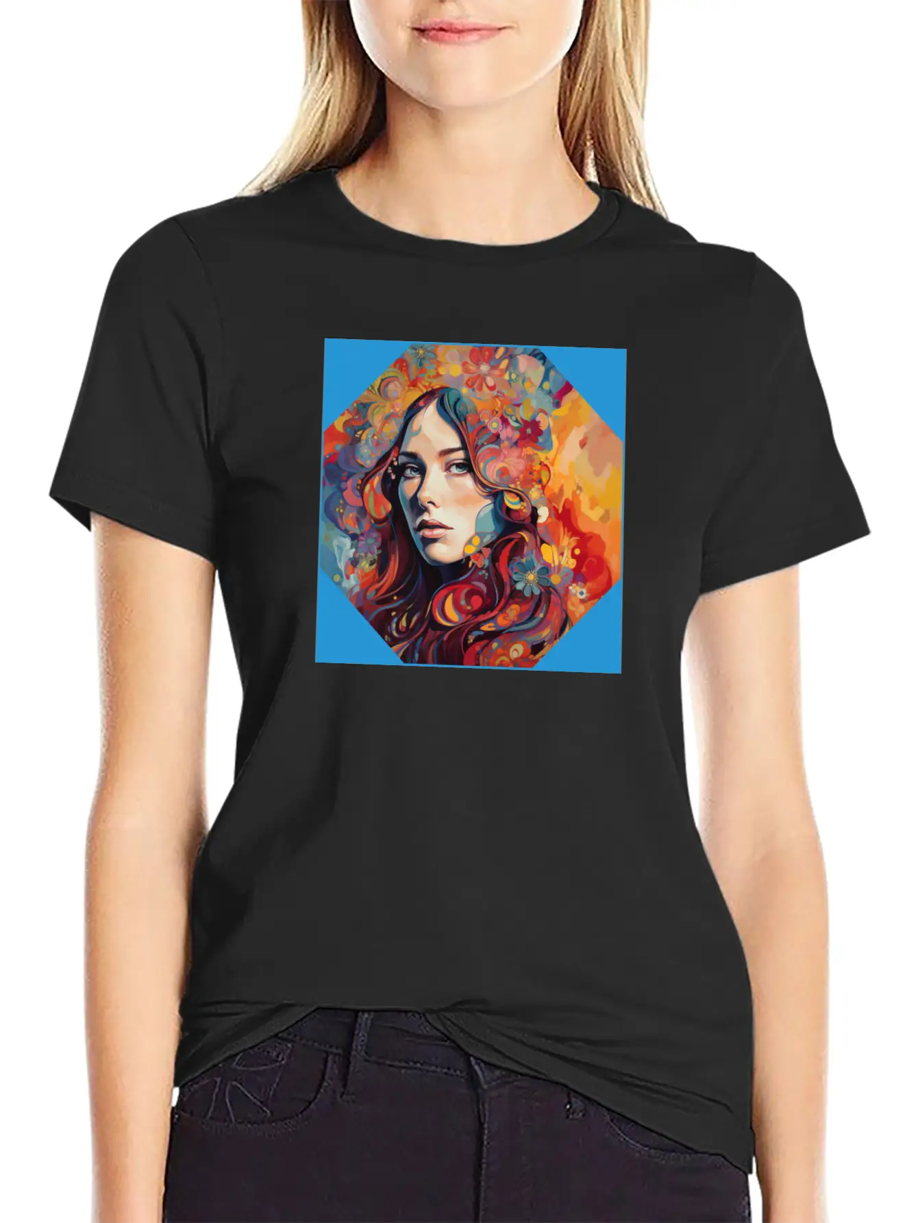 Psychedelic Bloom Floral Fantasia Unisex Short Sleeve Soft Cotton T-Shirt – Casual Everyday Wear