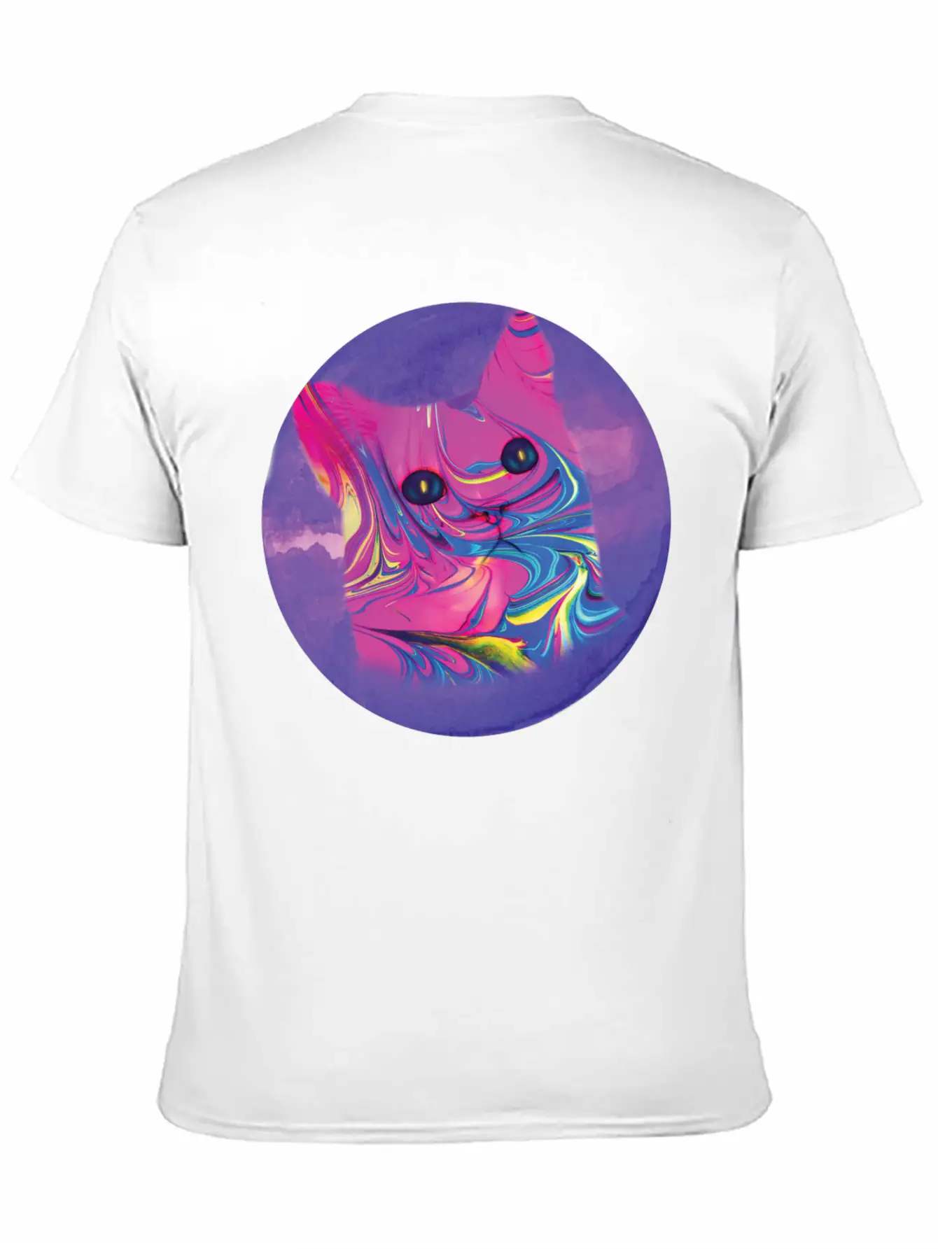 Psychedelic Cat Comfortable Minimalist Graphic Tee – Summer Style Essential
