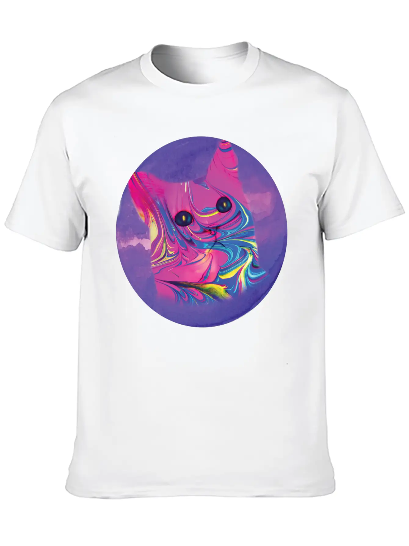 Psychedelic Cat Comfortable Minimalist Graphic Tee – Summer Style Essential