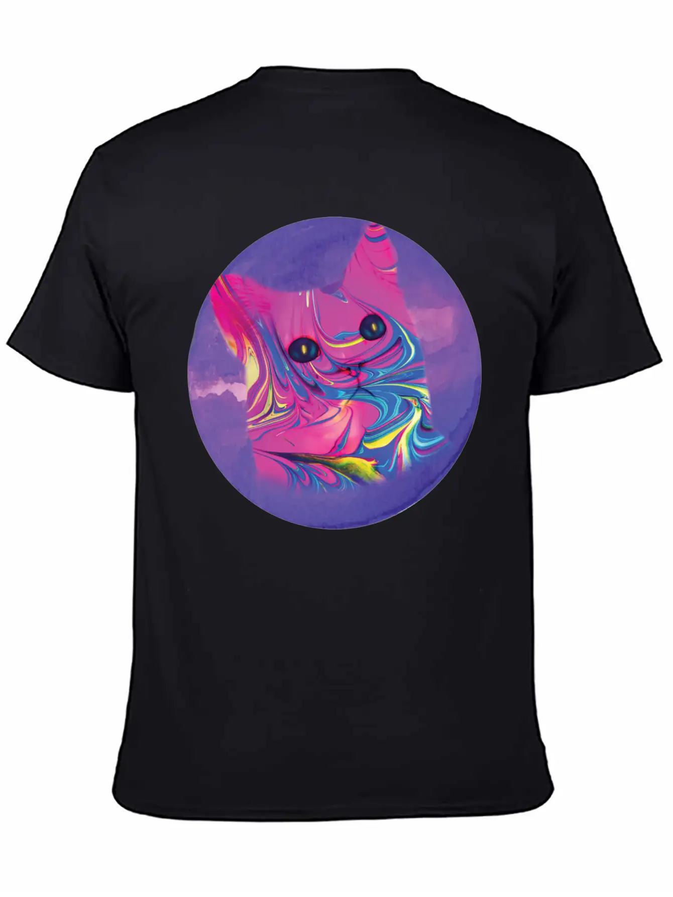 Psychedelic Cat Comfortable Minimalist Graphic Tee – Summer Style Essential