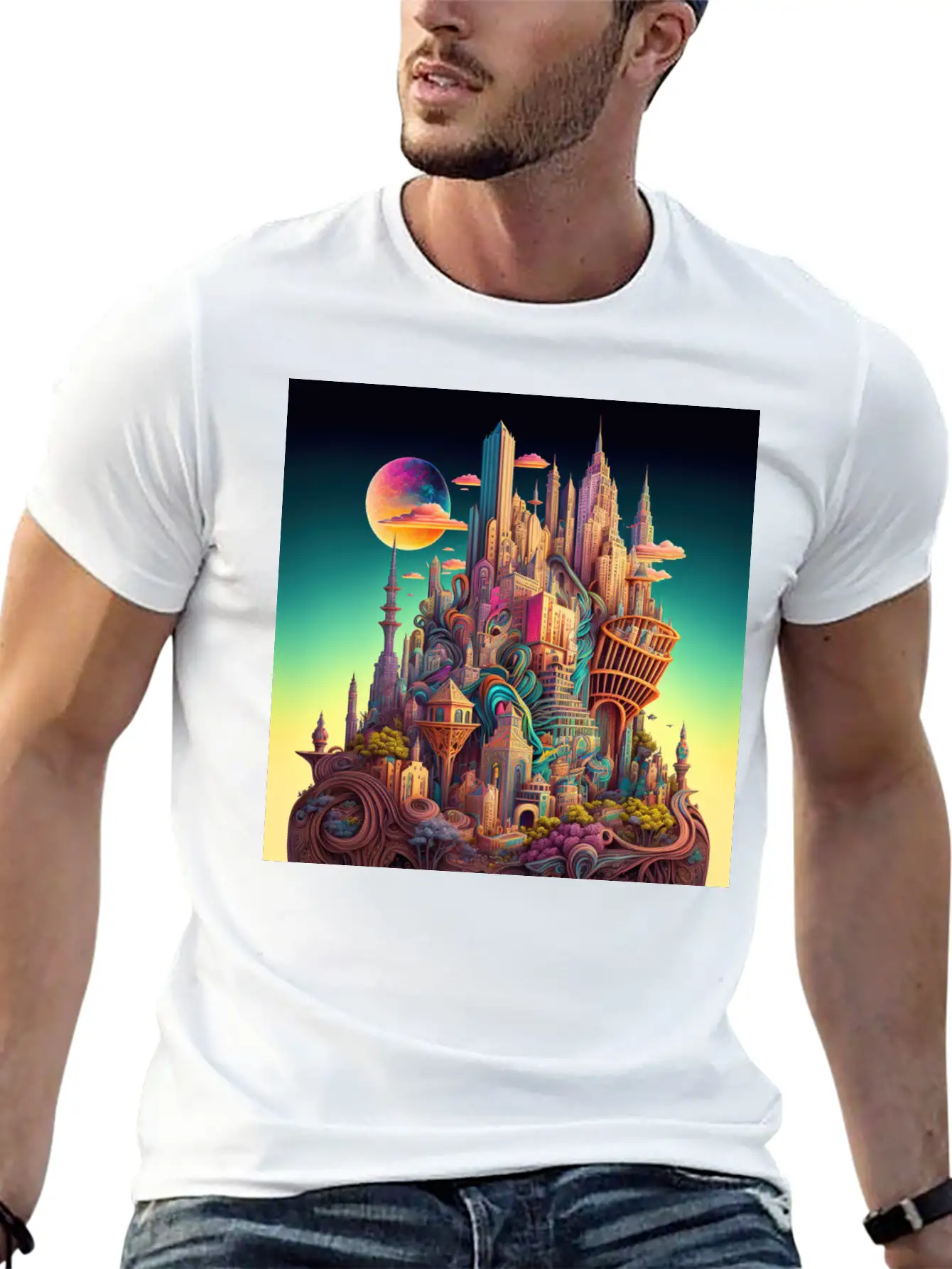 Psychedelic City Timeless Short Sleeve Tee – Comfy And Minimalist Design