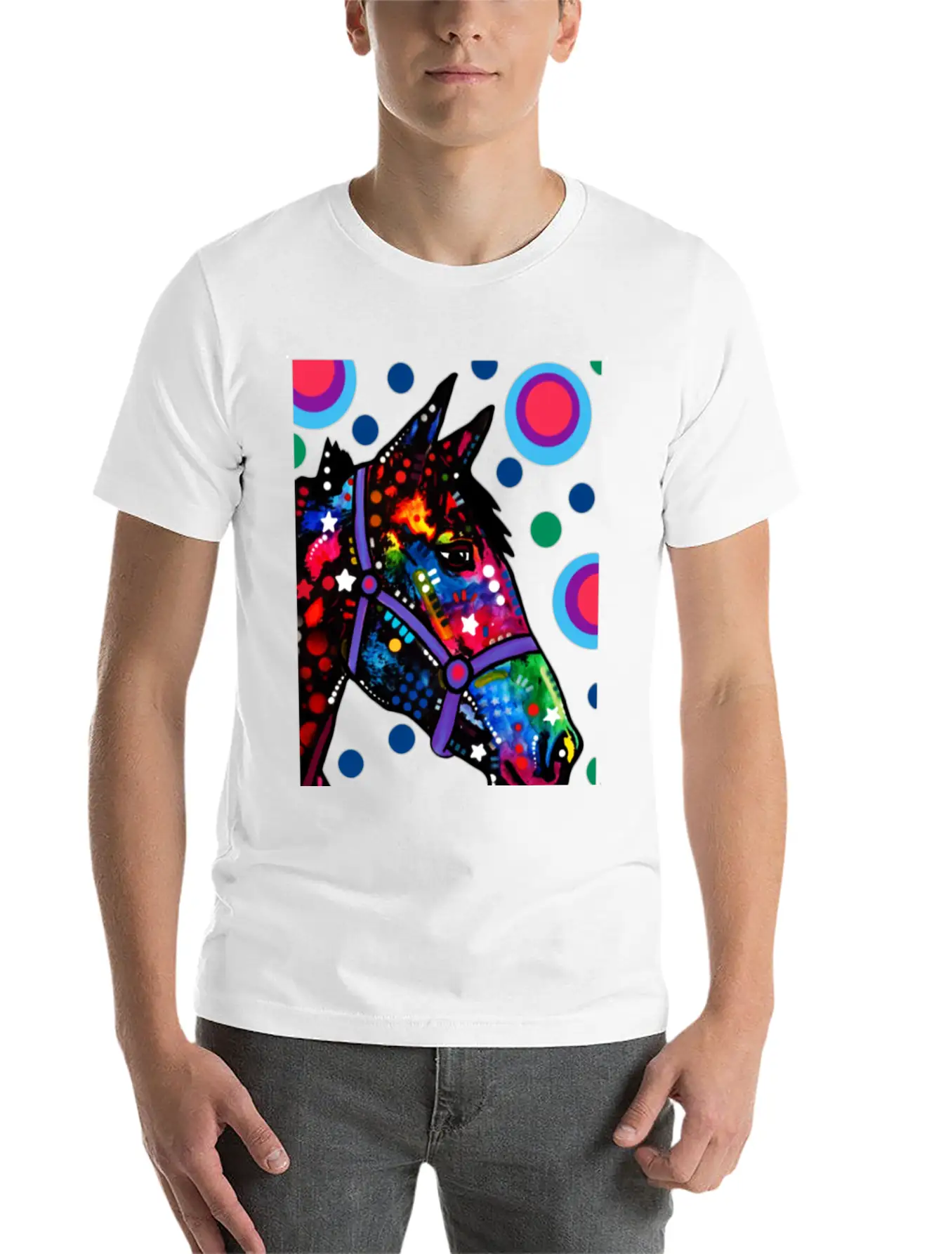 Psychedelic Horse Equine Riding Stylish Everyday T-Shirt – Unisex Basic Cotton Tee