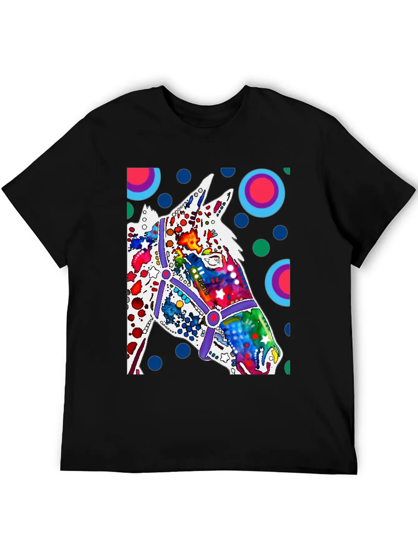 Psychedelic Horse Equine Riding Stylish Everyday T-Shirt – Unisex Basic Cotton Tee