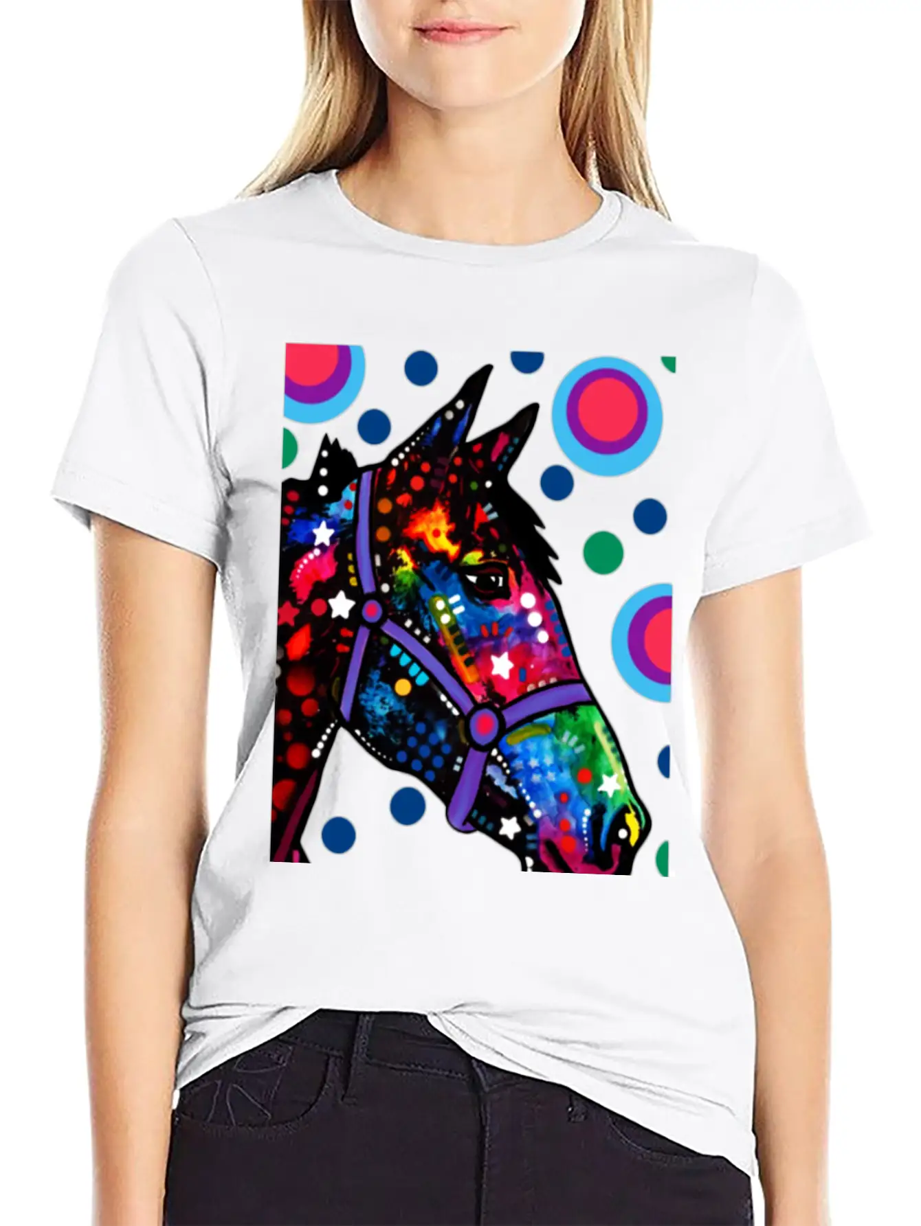 Psychedelic Horse Equine Riding Stylish Everyday T-Shirt – Unisex Basic Cotton Tee