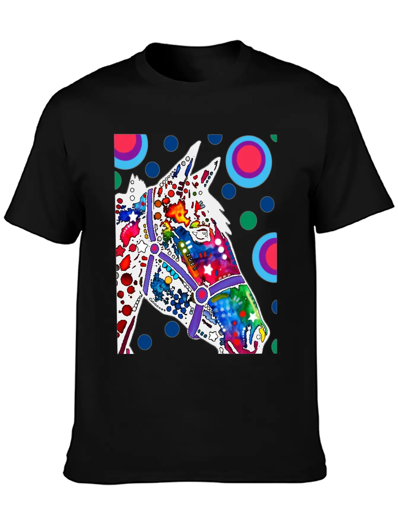 Psychedelic Horse Equine Riding Stylish Everyday T-Shirt – Unisex Basic Cotton Tee