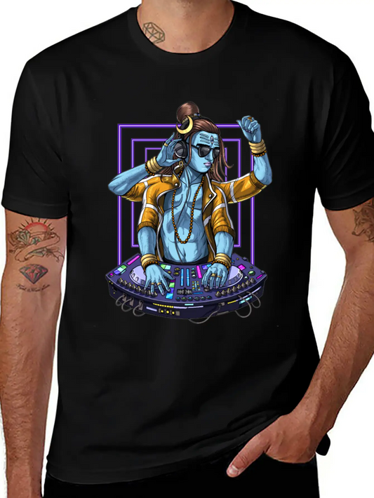 Psychedelic Shiva Music DJ Unisex Short Sleeve Soft Cotton T-Shirt – Casual Everyday Wear