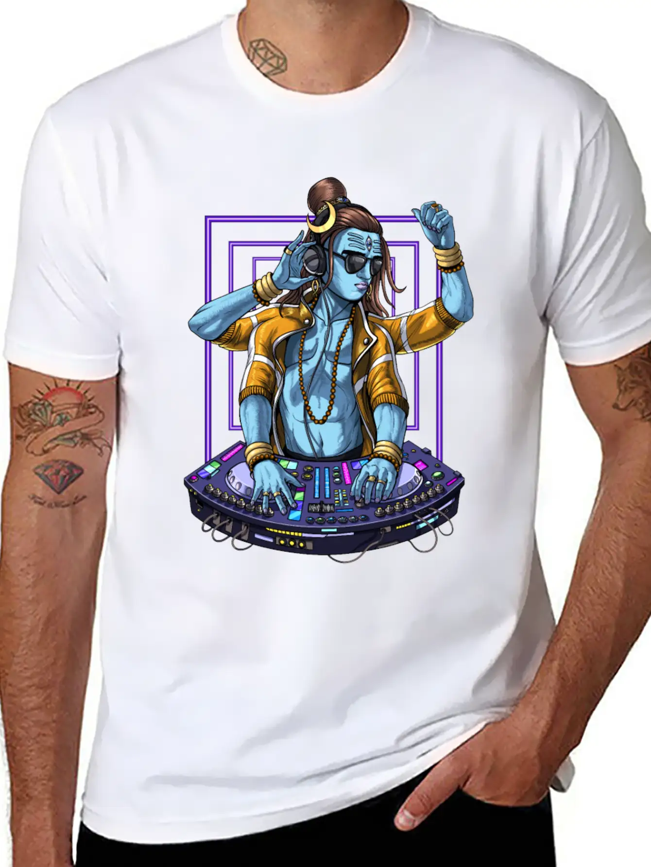 Psychedelic Shiva Music DJ Unisex Short Sleeve Soft Cotton T-Shirt – Casual Everyday Wear