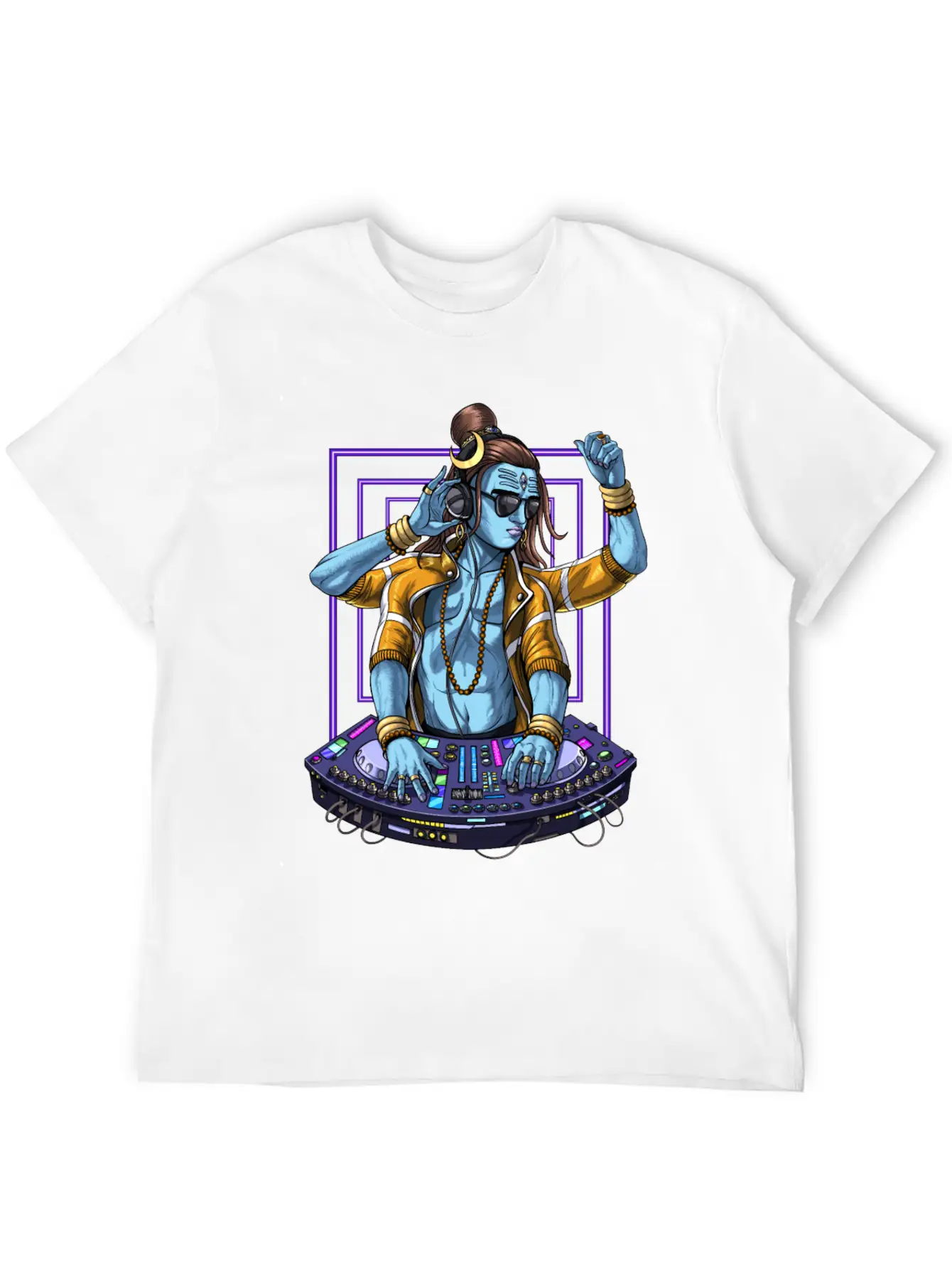 Psychedelic Shiva Music DJ Unisex Short Sleeve Soft Cotton T-Shirt – Casual Everyday Wear