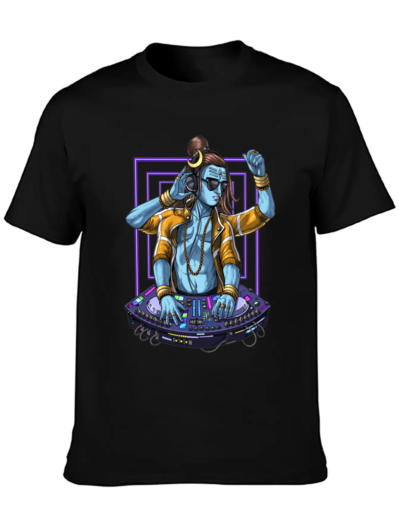 Psychedelic Shiva Music DJ Unisex Short Sleeve Soft Cotton T-Shirt – Casual Everyday Wear