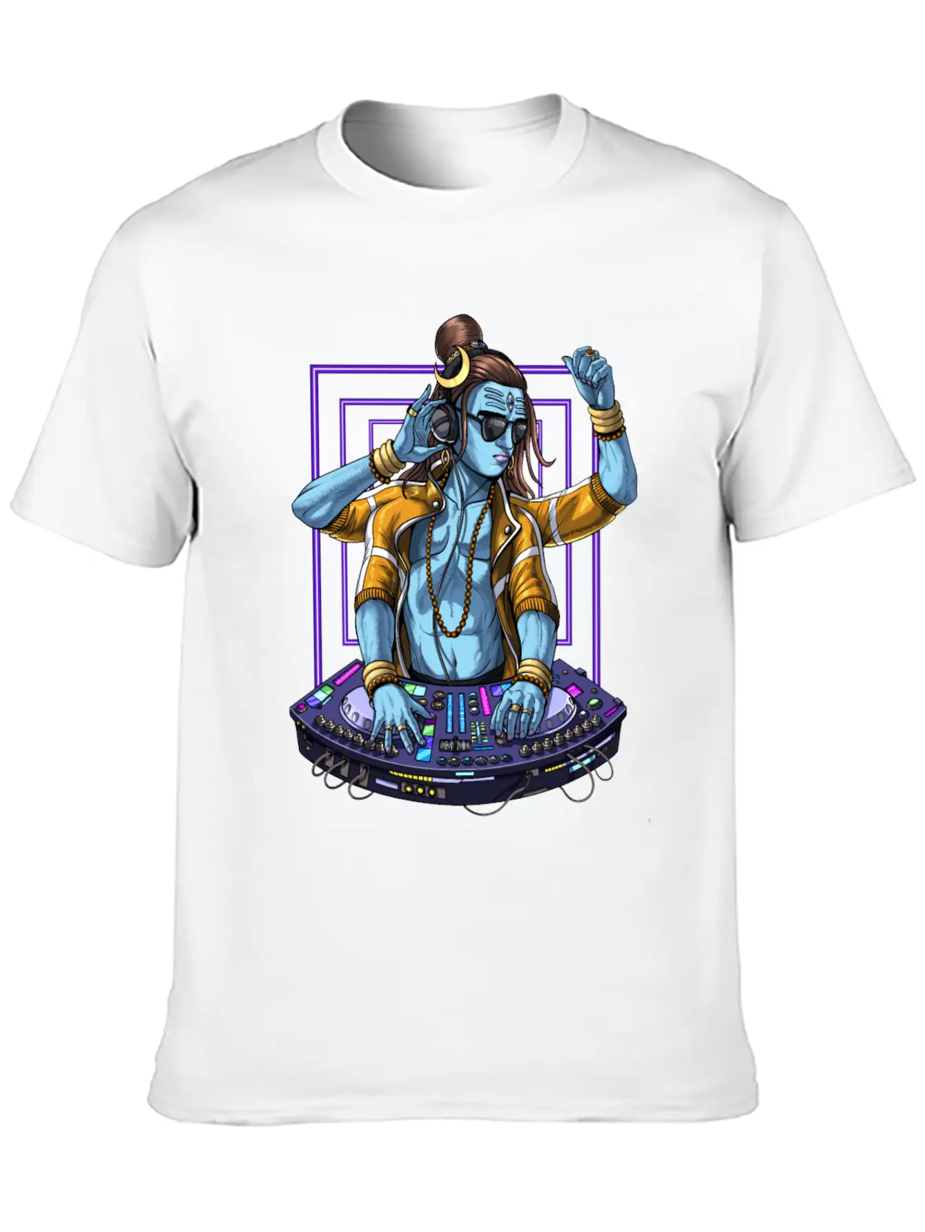 Psychedelic Shiva Music DJ Unisex Short Sleeve Soft Cotton T-Shirt – Casual Everyday Wear