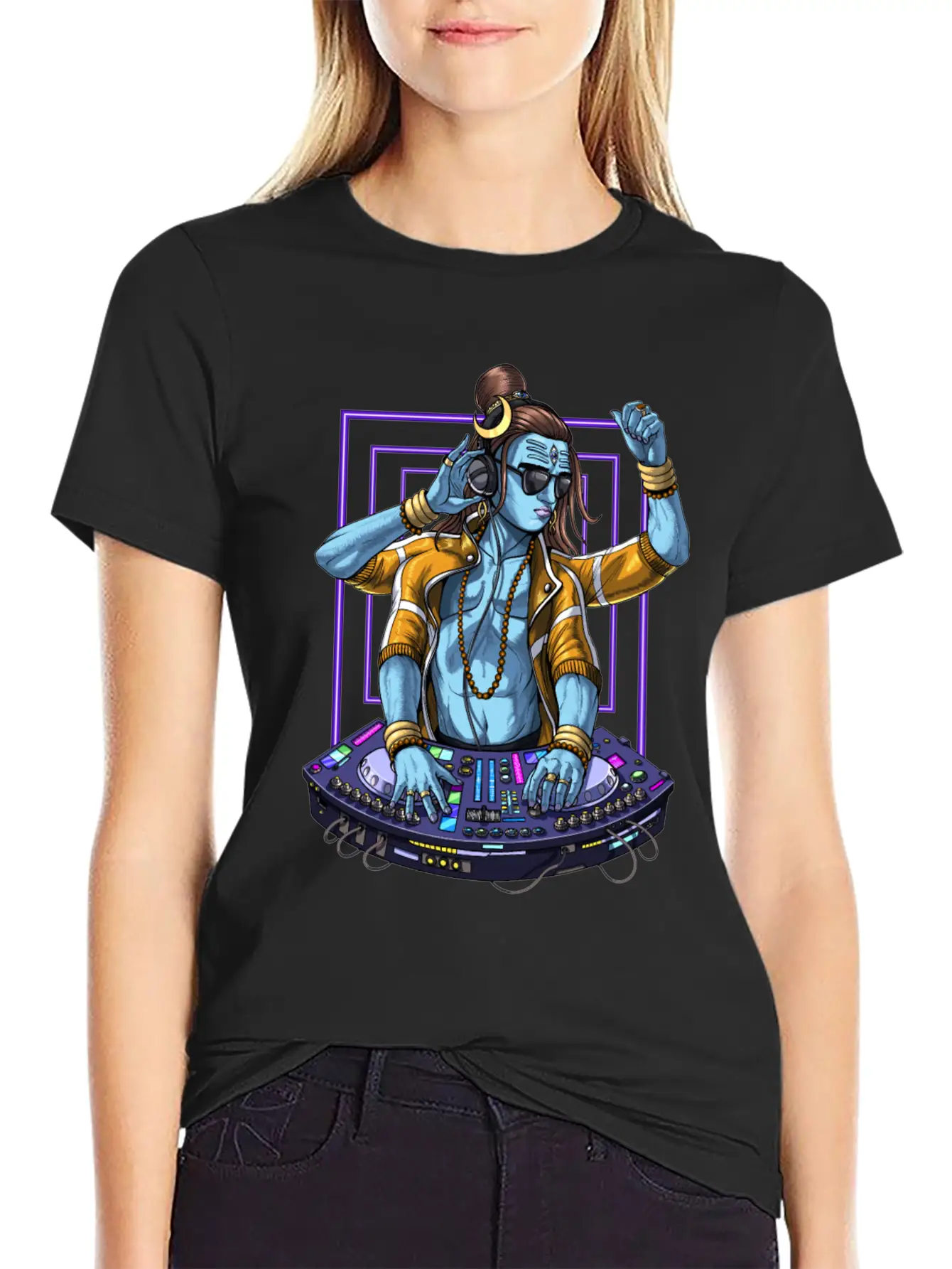 Psychedelic Shiva Music DJ Unisex Short Sleeve Soft Cotton T-Shirt – Casual Everyday Wear