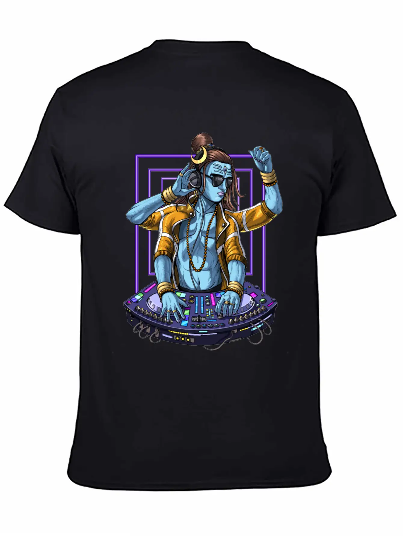 Psychedelic Shiva Music DJ Unisex Short Sleeve Soft Cotton T-Shirt – Casual Everyday Wear