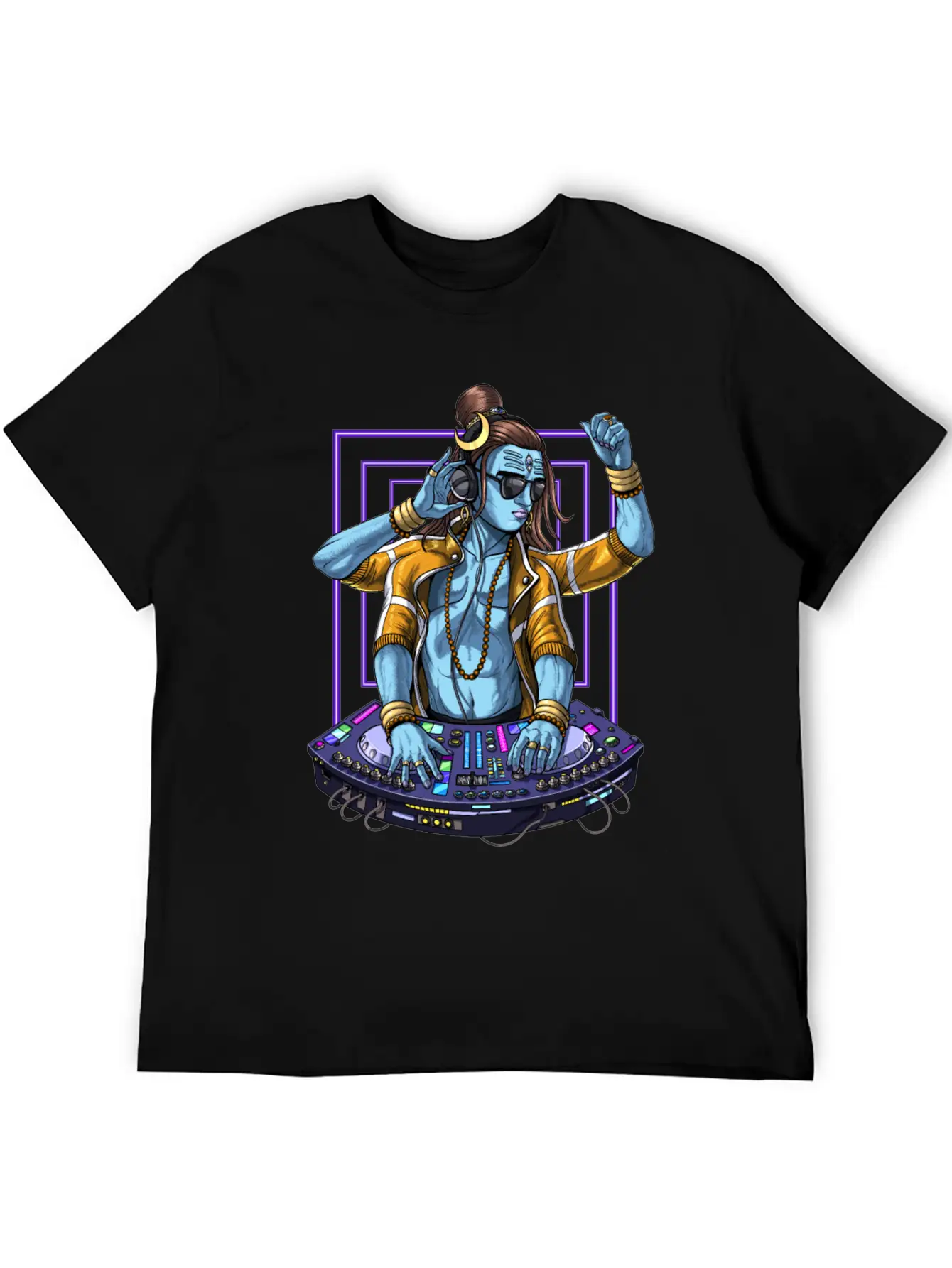 Psychedelic Shiva Music DJ Unisex Short Sleeve Soft Cotton T-Shirt – Casual Everyday Wear