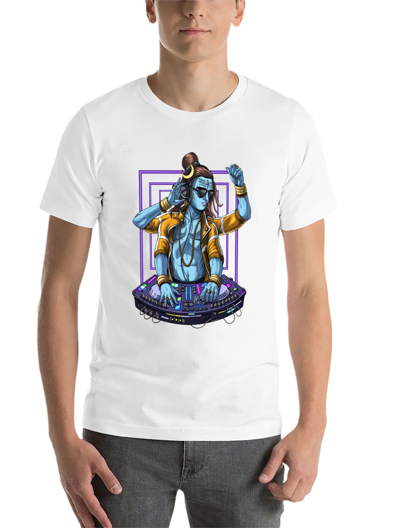 Psychedelic Shiva Music DJ Unisex Short Sleeve Soft Cotton T-Shirt – Casual Everyday Wear