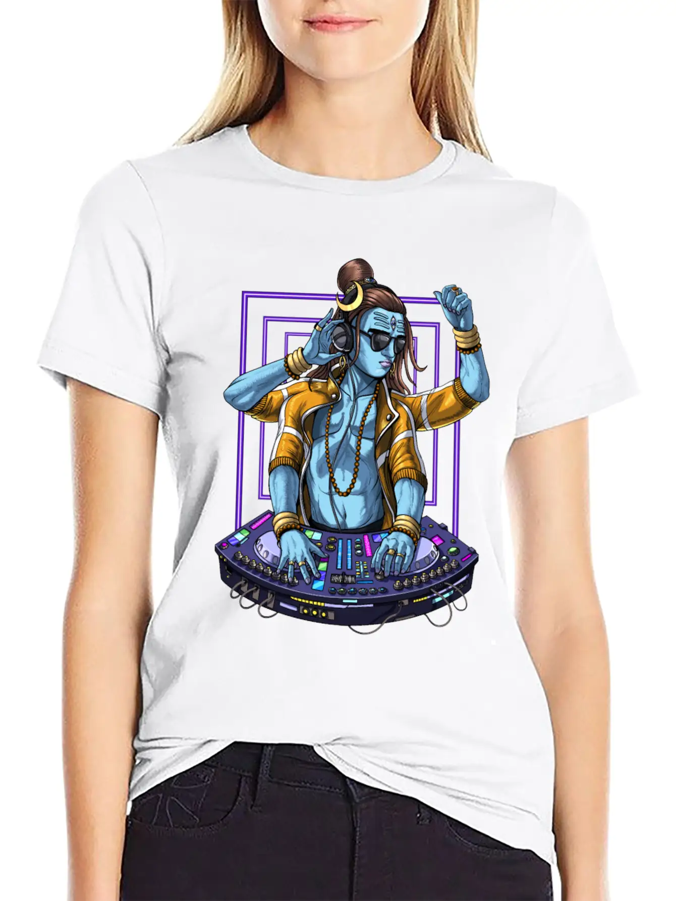 Psychedelic Shiva Music DJ Unisex Short Sleeve Soft Cotton T-Shirt – Casual Everyday Wear