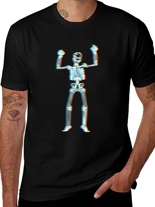 Psychedelic Skeleton Simple Halloween Costume Unisex Casual T-Shirt – Clean Design For Daily Comfort