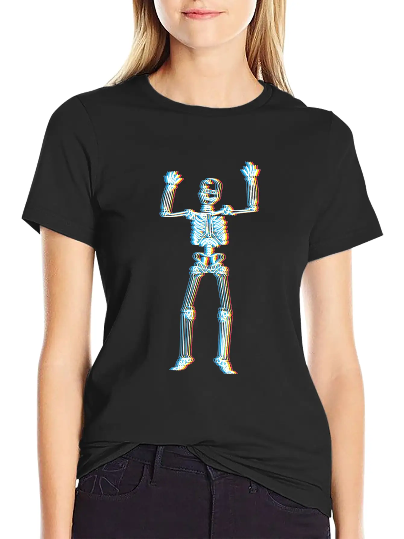 Psychedelic Skeleton Simple Halloween Costume Unisex Casual T-Shirt – Clean Design For Daily Comfort