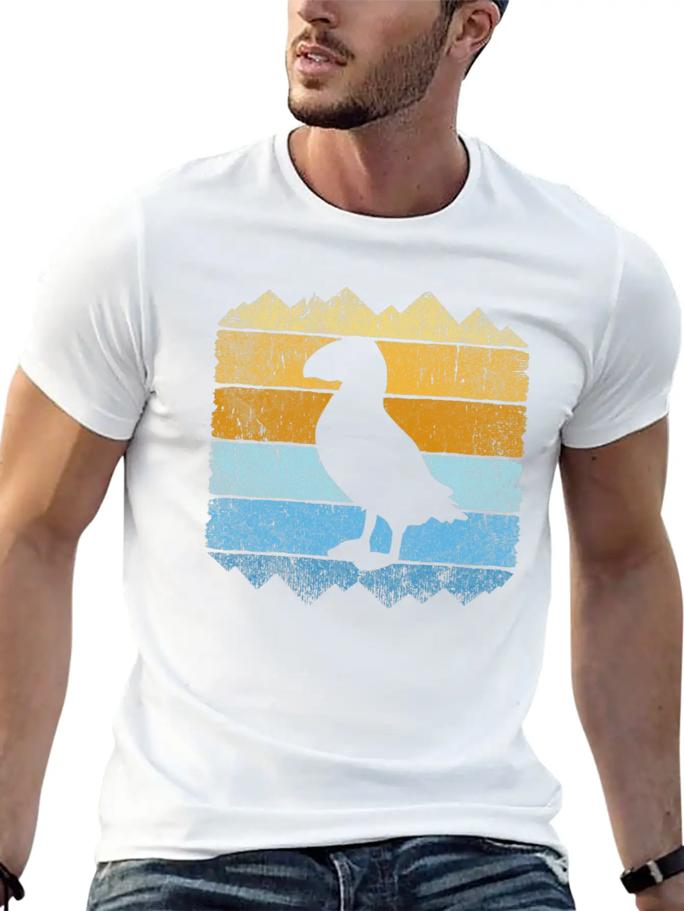Puffin Bird Seabird Retro Vintage Puffins Basic Graphic T-Shirt – Daily Comfort In Soft Cotton