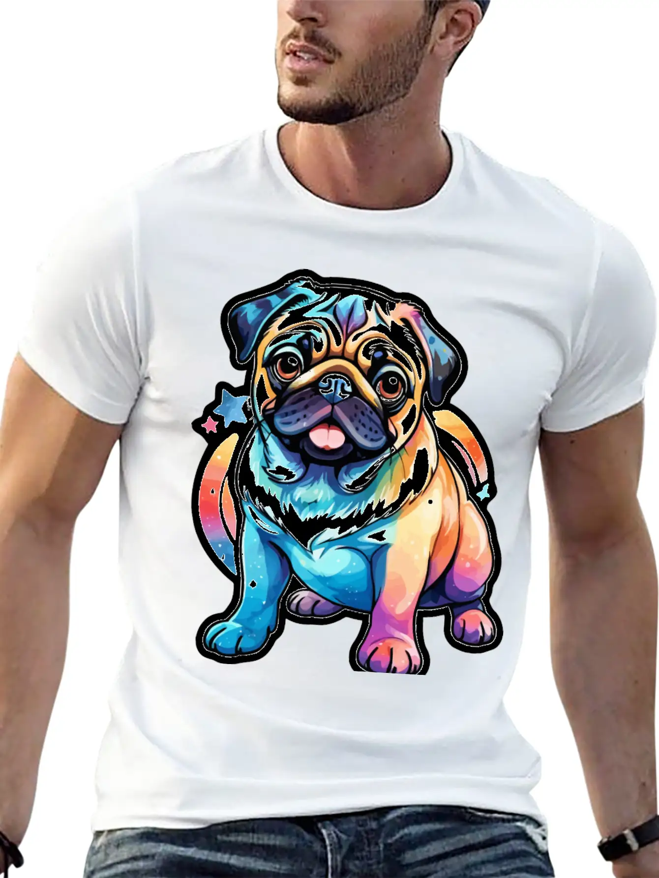 Pug Watercolor Timeless Short Sleeve Tee – Comfy And Minimalist Design