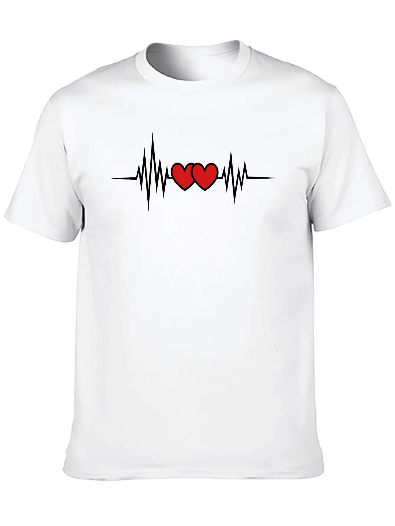 Pulse Heartbeat, Rate, Frequency, Double Heart, Stylish Everyday T-Shirt – Unisex Basic Cotton Tee