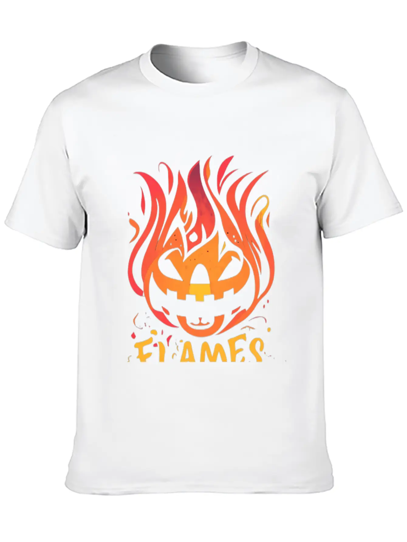 Pumpkin Inferno - Flame The Night Essential Unisex Summer Tee – Soft Cotton Casual Fit