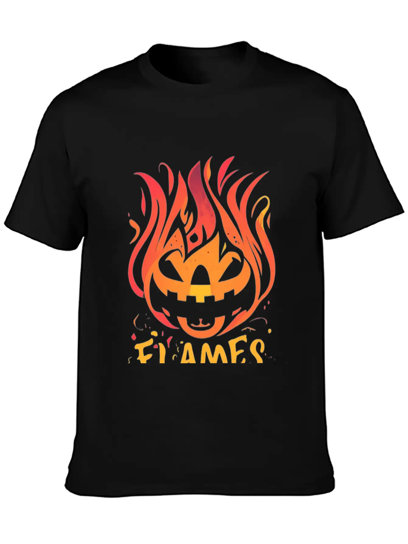 Pumpkin Inferno - Flame The Night Essential Unisex Summer Tee – Soft Cotton Casual Fit