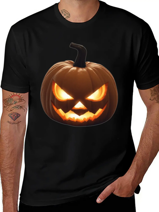 Pumpkin With A Glowing Jack And Glowing Eyes Surro Stylish Everyday T-Shirt – Unisex Basic Cotton Tee