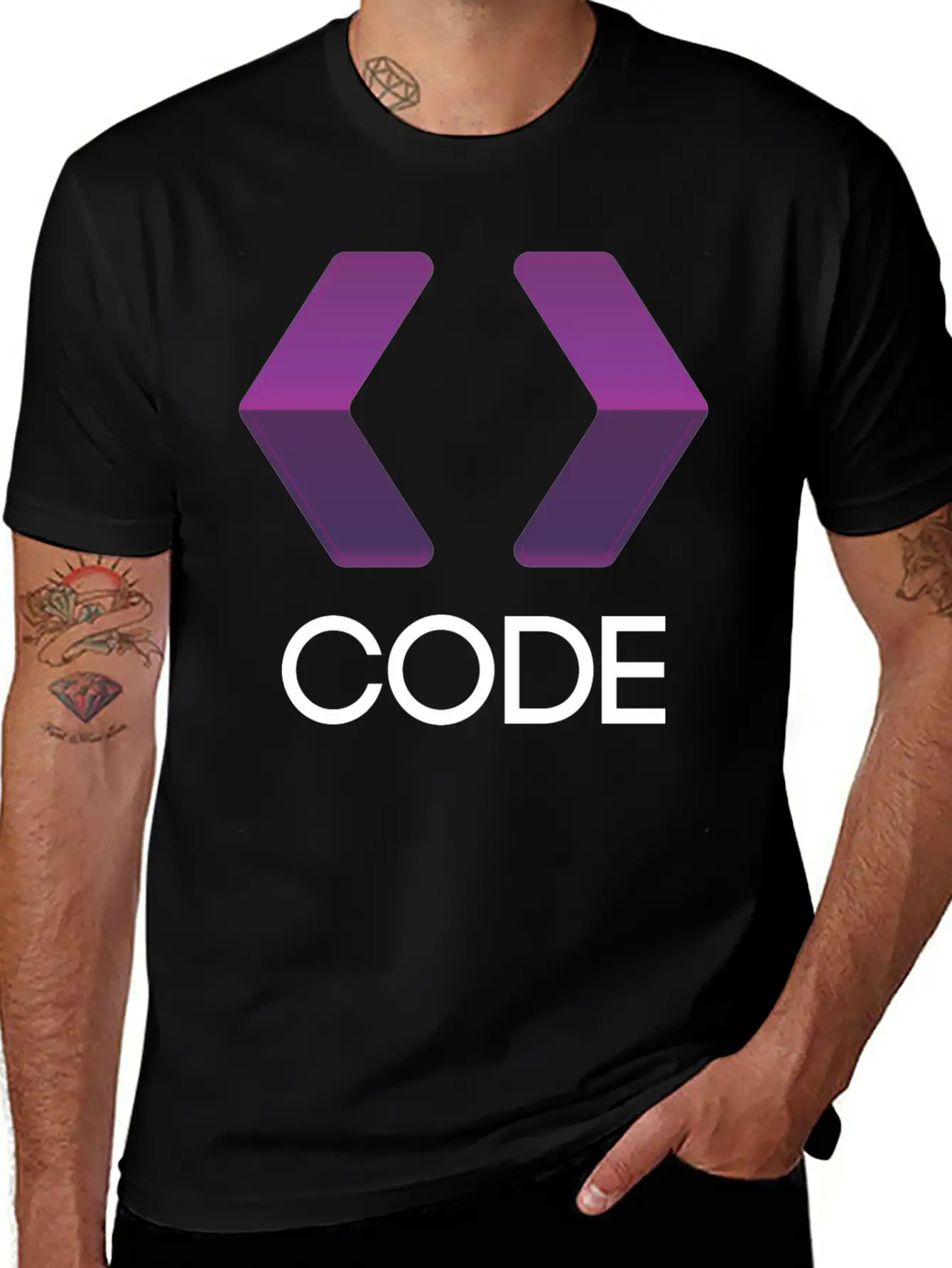 Purple Arrows Shape Code Stylish Everyday T-Shirt – Unisex Basic Cotton Tee