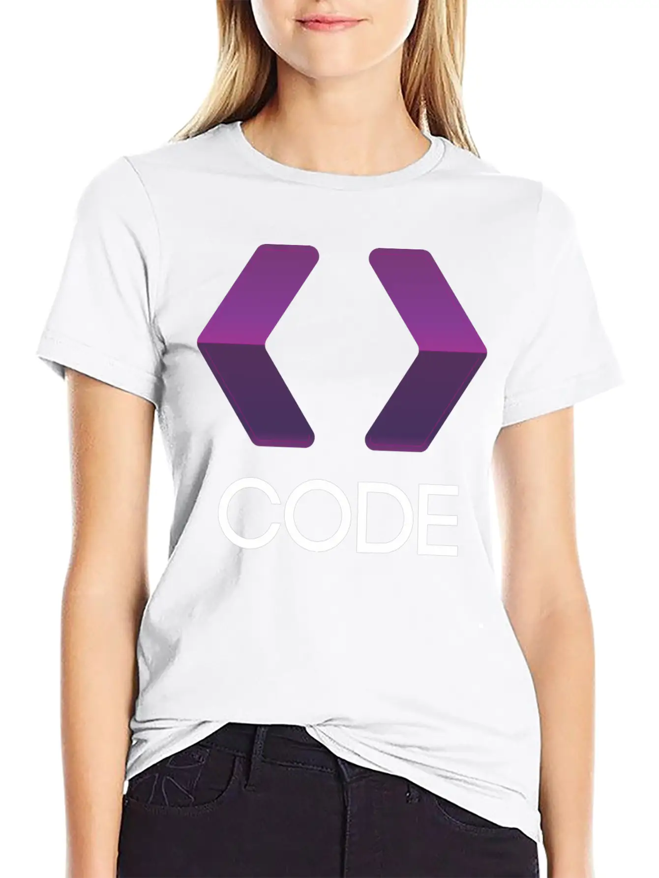 Purple Arrows Shape Code Stylish Everyday T-Shirt – Unisex Basic Cotton Tee