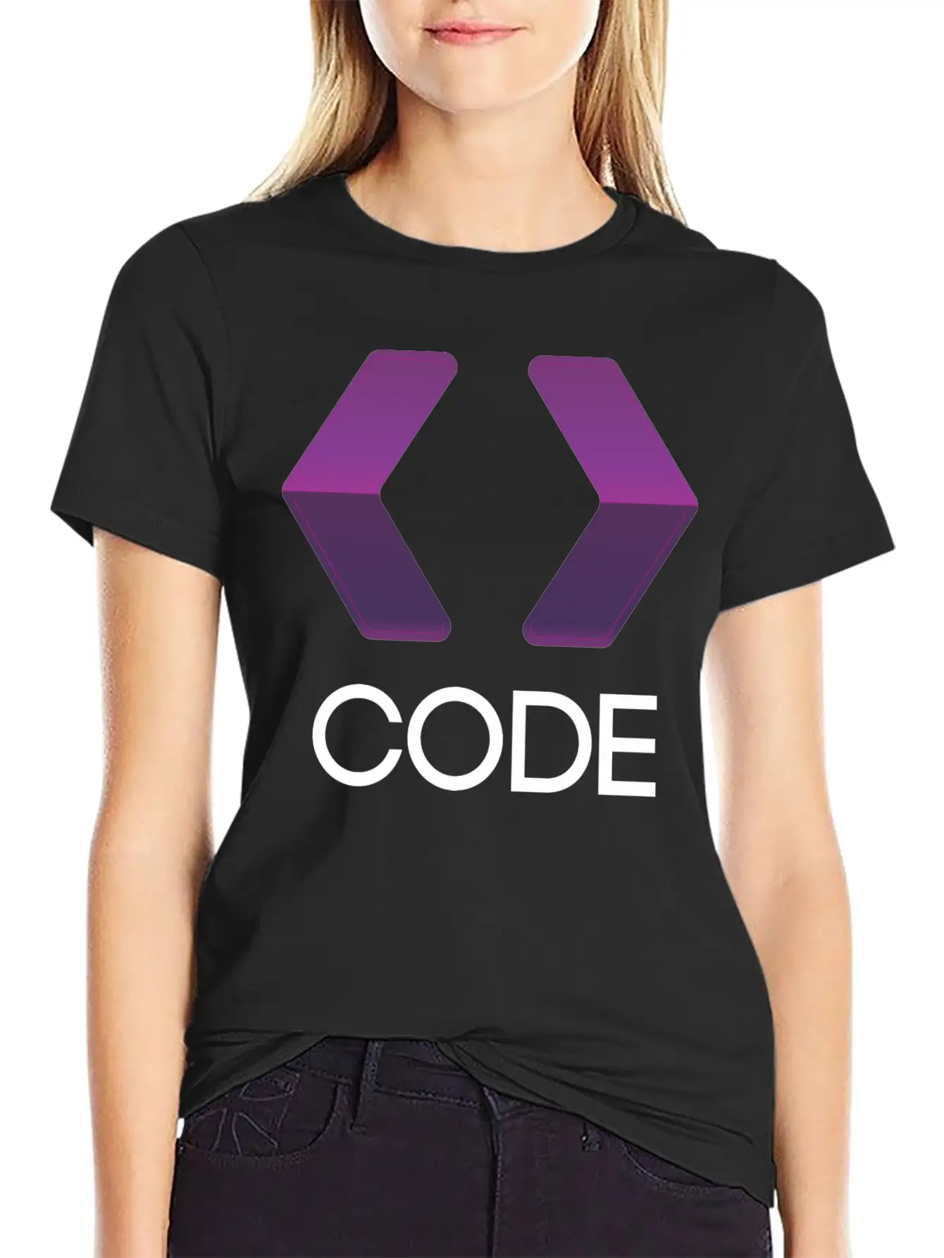 Purple Arrows Shape Code Stylish Everyday T-Shirt – Unisex Basic Cotton Tee