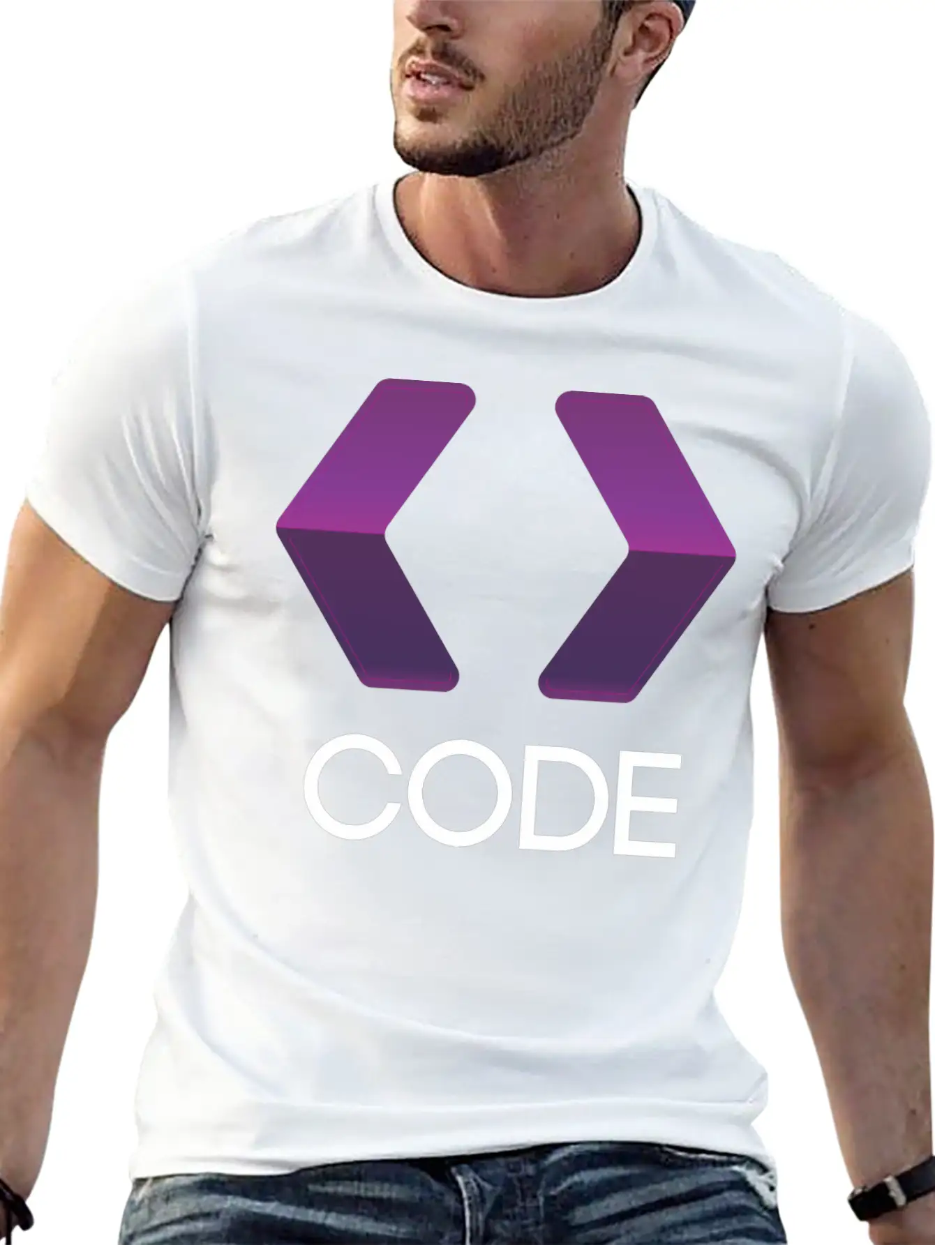 Purple Arrows Shape Code Stylish Everyday T-Shirt – Unisex Basic Cotton Tee