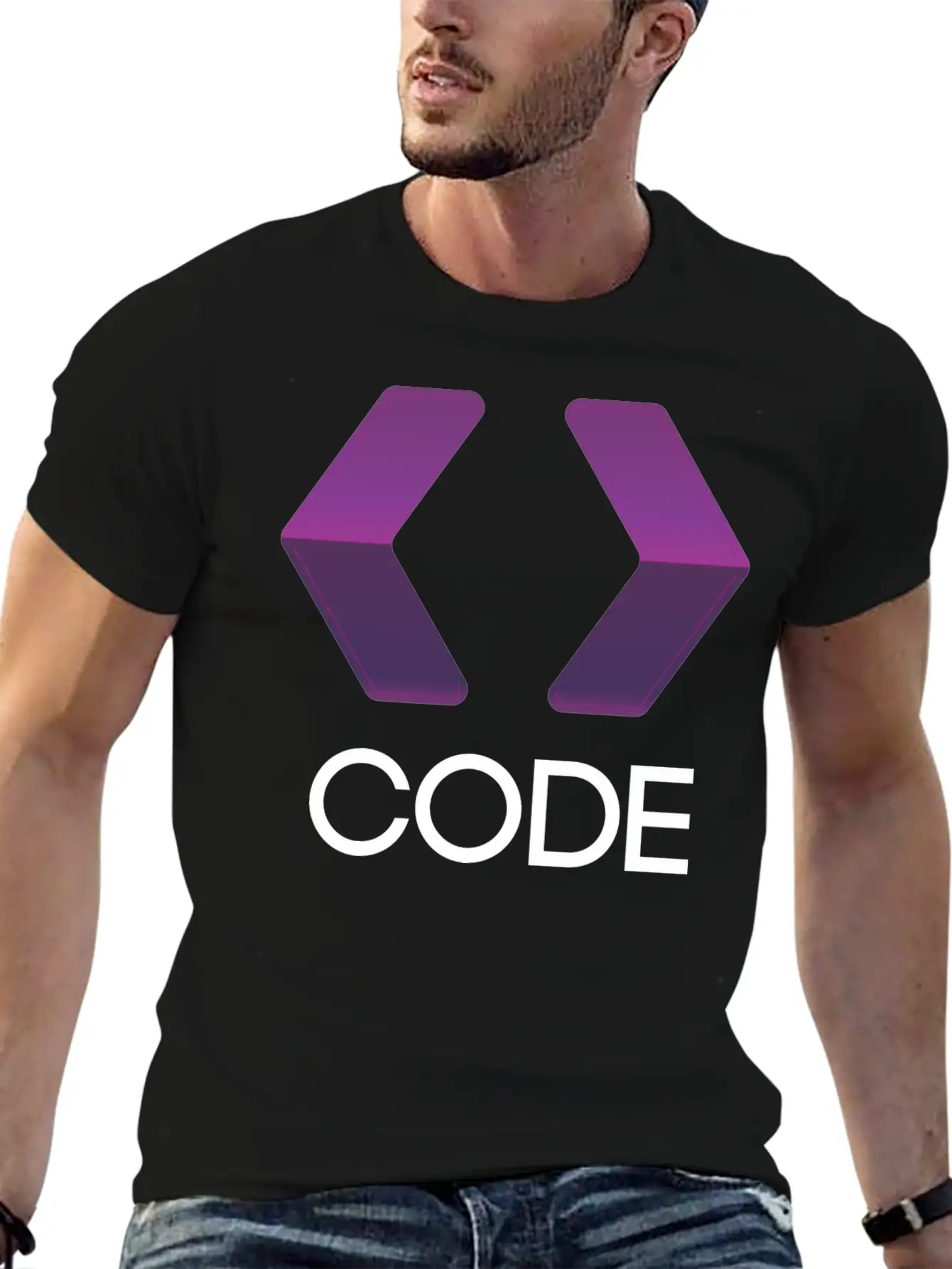 Purple Arrows Shape Code Stylish Everyday T-Shirt – Unisex Basic Cotton Tee