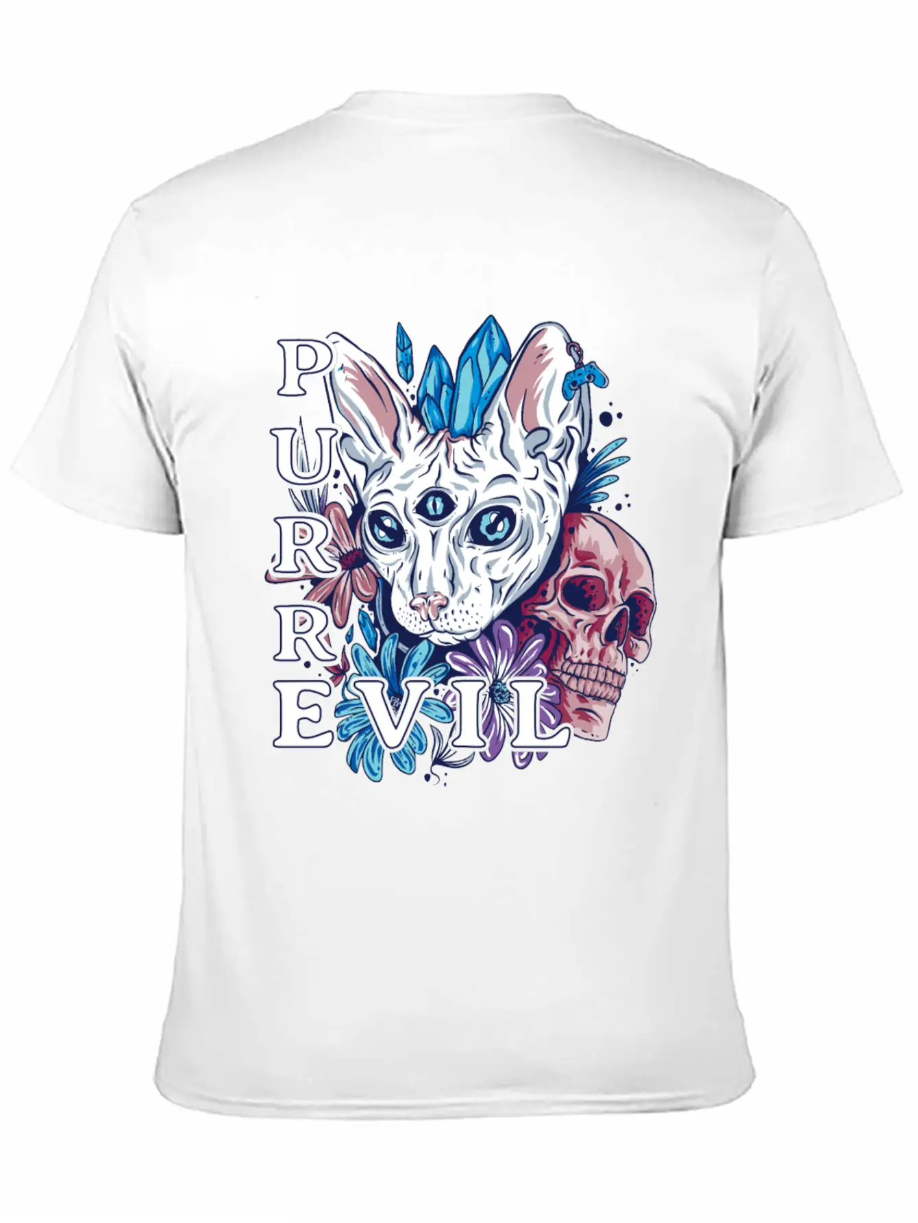 Purr Evil Cat, Gothic Sphynx Cat Comfortable Minimalist Graphic Tee – Summer Style Essential