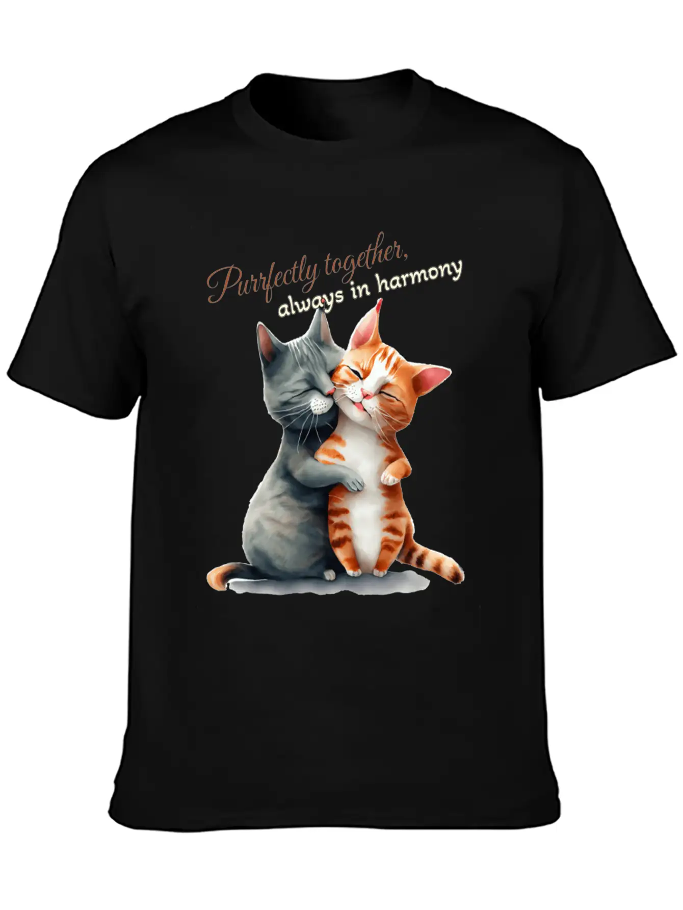 Purrfectly Together Always In Harmony Essential Unisex Summer Tee – Soft Cotton Casual Fit