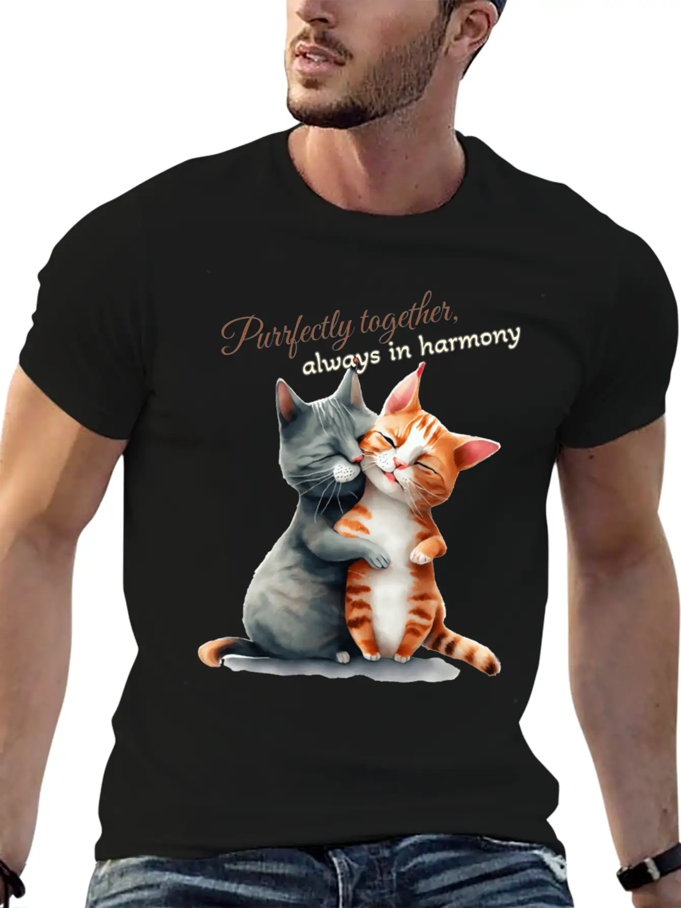 Purrfectly Together Always In Harmony Essential Unisex Summer Tee – Soft Cotton Casual Fit