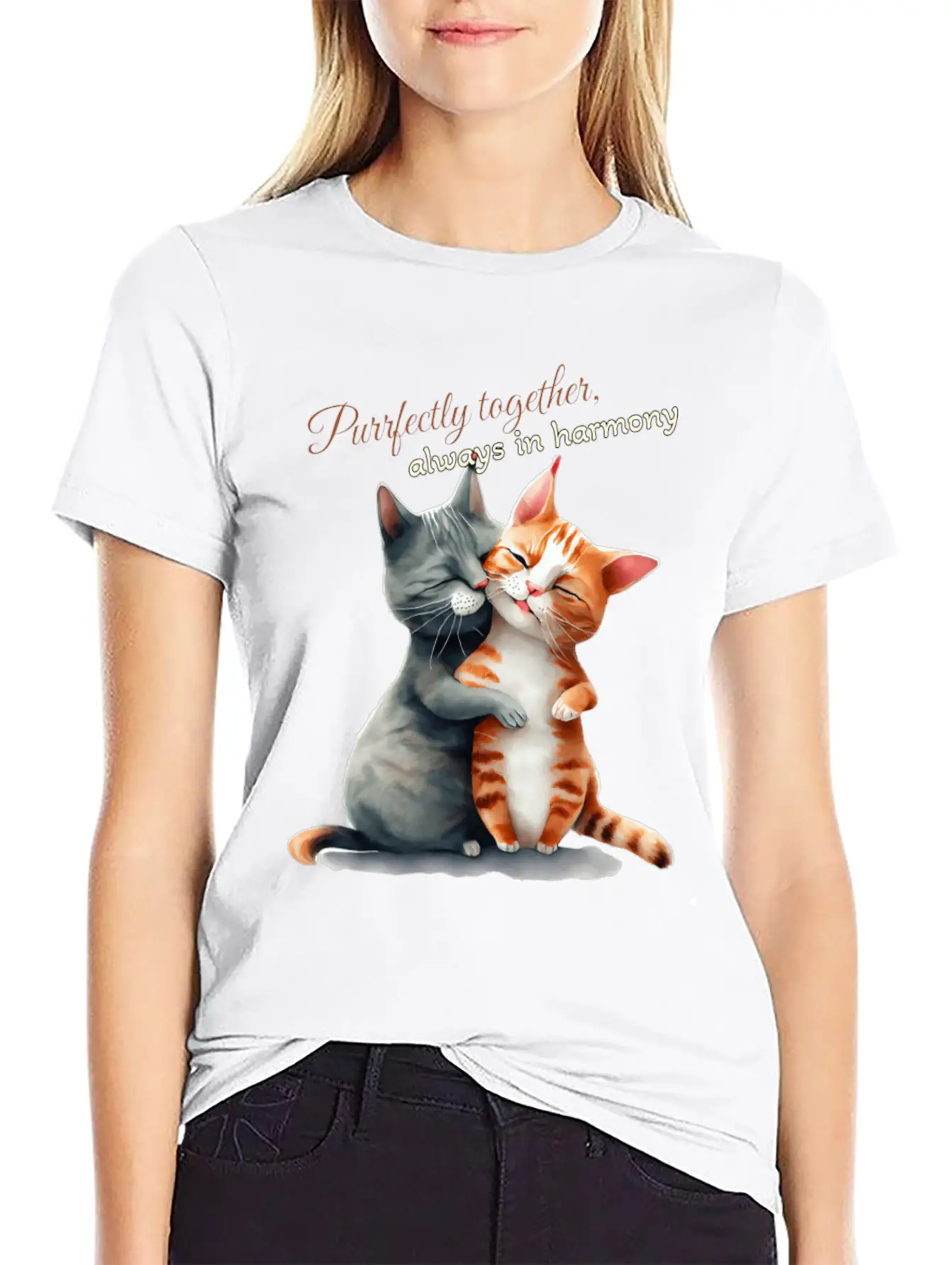 Purrfectly Together Always In Harmony Essential Unisex Summer Tee – Soft Cotton Casual Fit