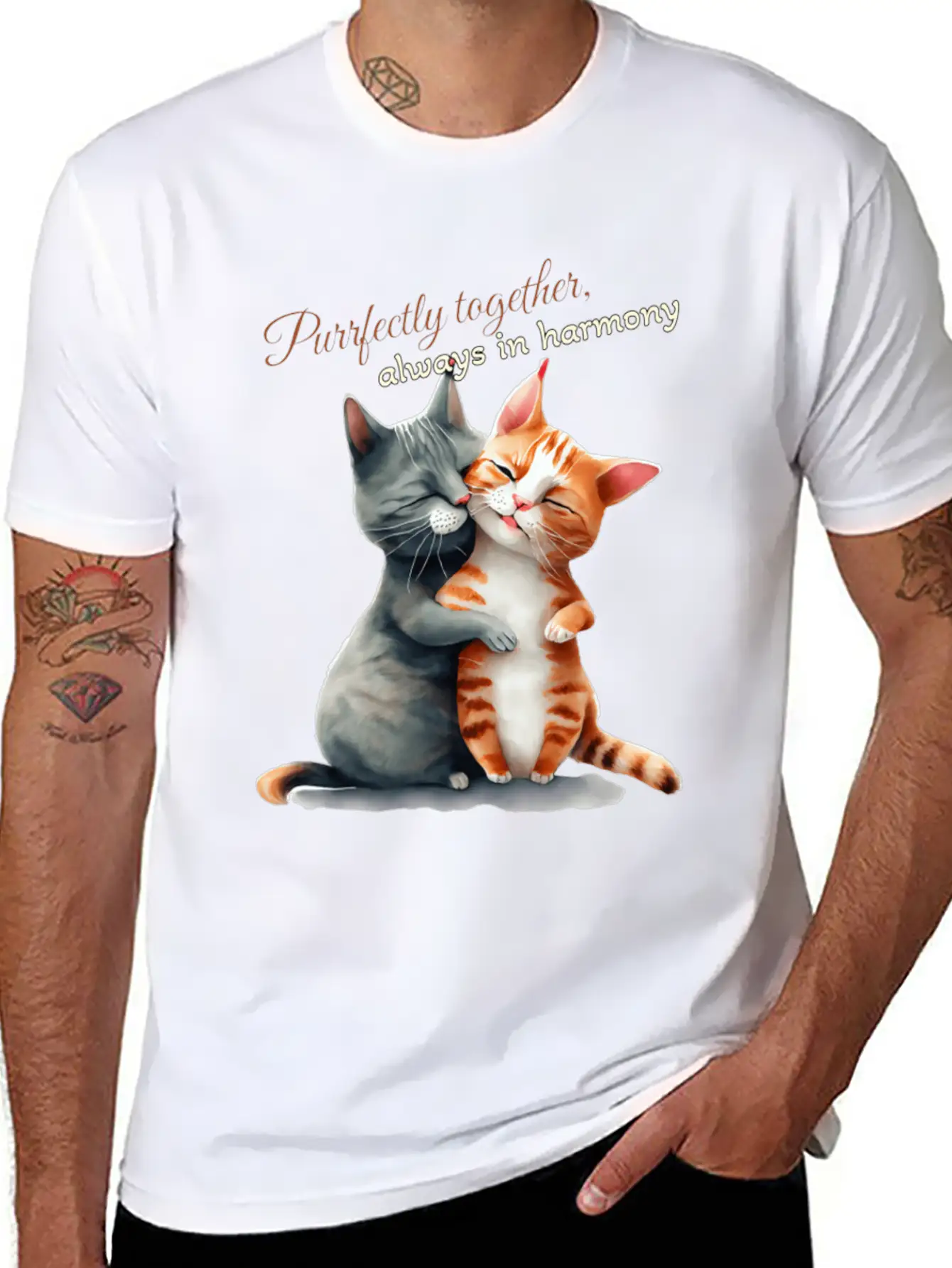 Purrfectly Together Always In Harmony Essential Unisex Summer Tee – Soft Cotton Casual Fit