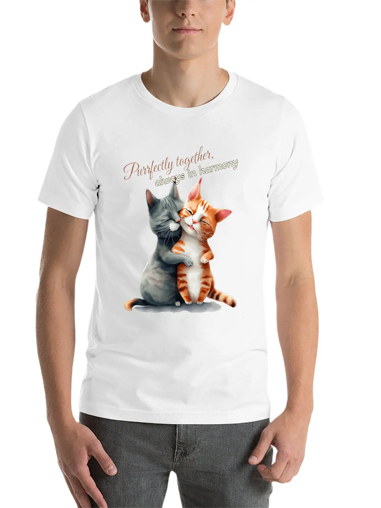 Purrfectly Together Always In Harmony Essential Unisex Summer Tee – Soft Cotton Casual Fit