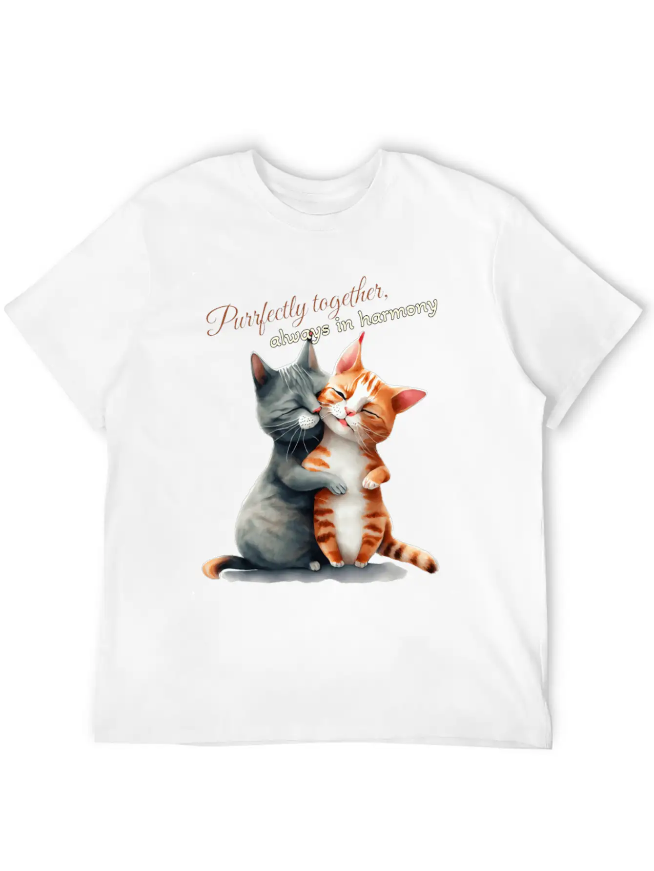 Purrfectly Together Always In Harmony Essential Unisex Summer Tee – Soft Cotton Casual Fit