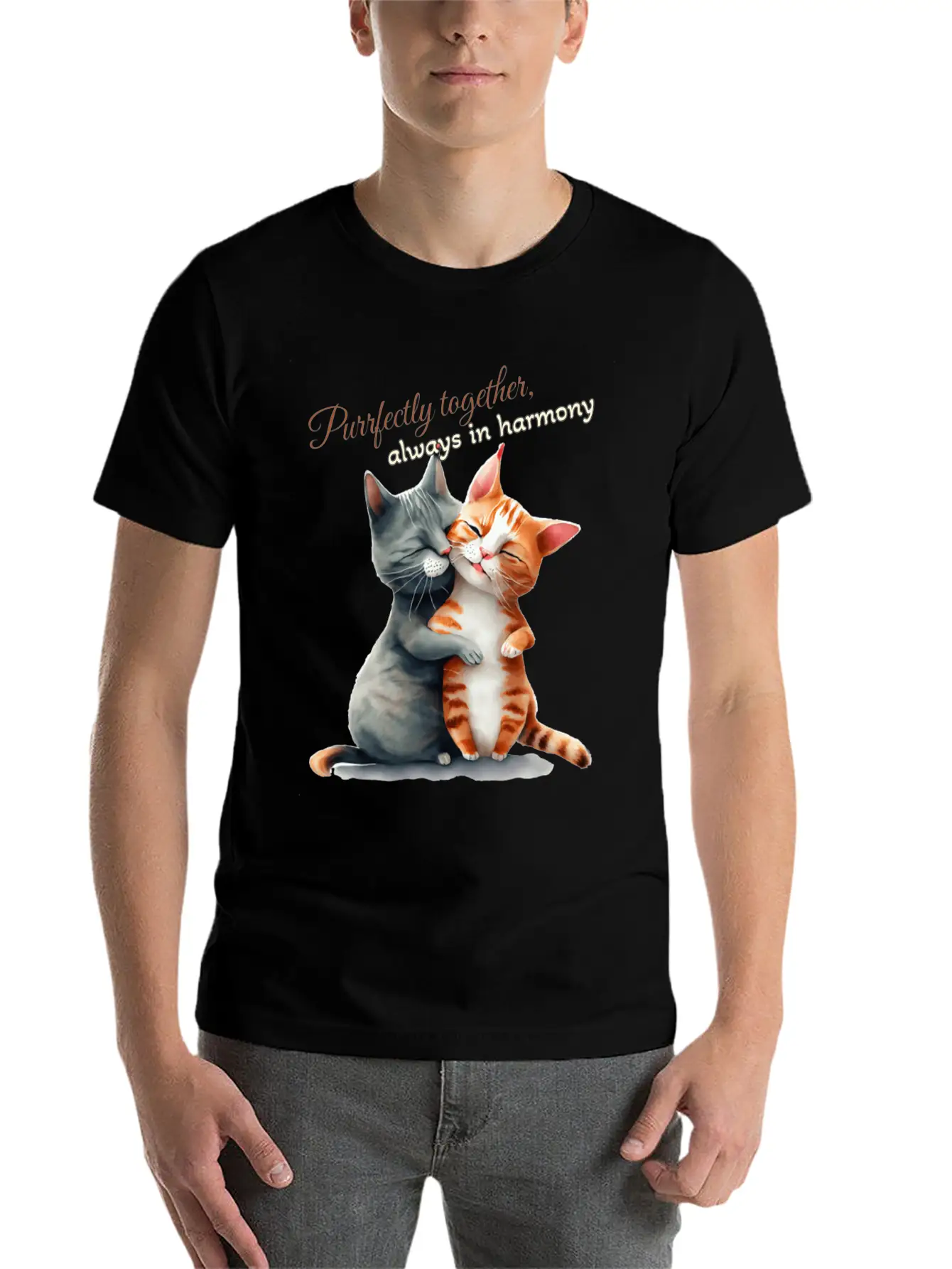 Purrfectly Together Always In Harmony Essential Unisex Summer Tee – Soft Cotton Casual Fit