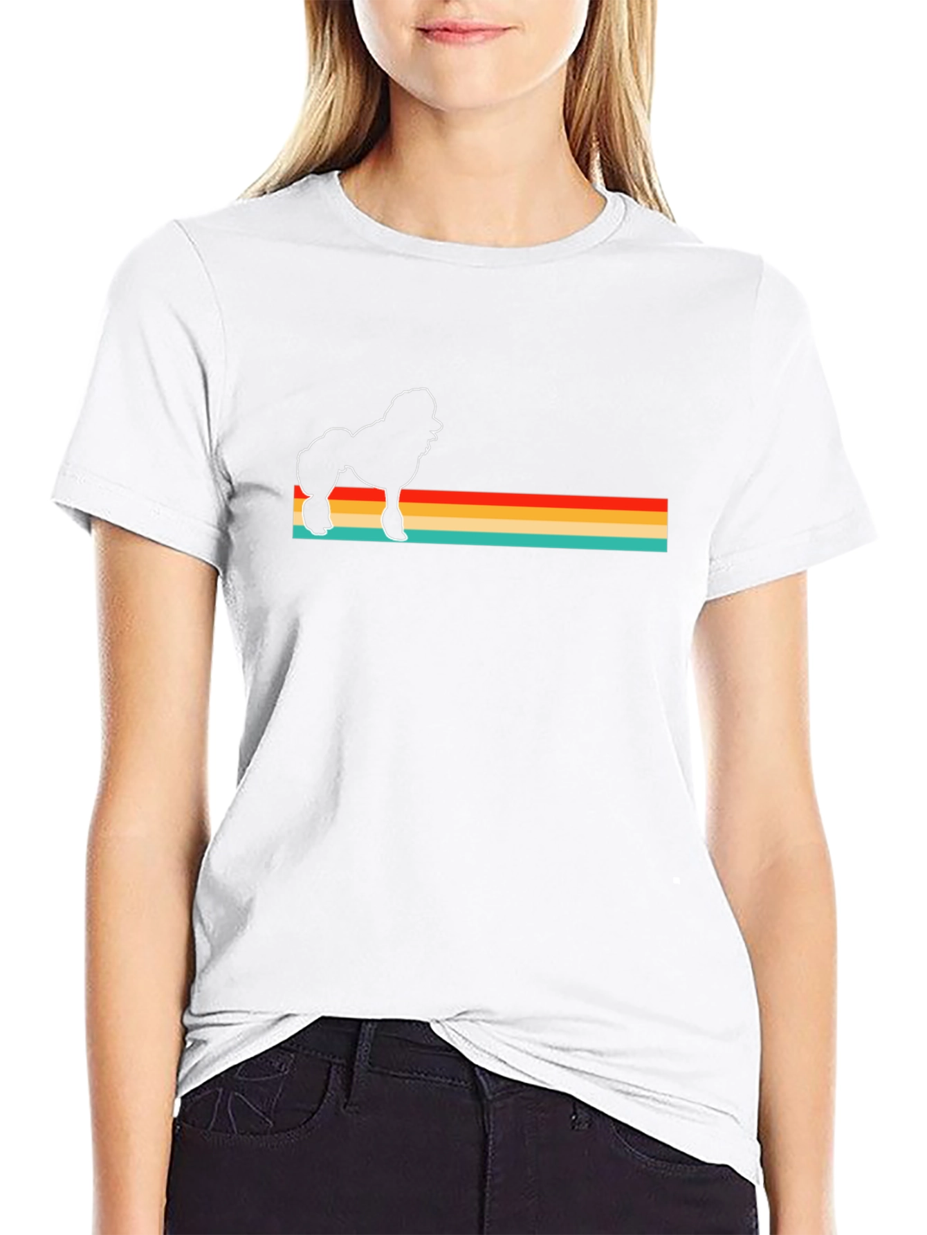 Retro Poodle Graphic Black T-Shirt