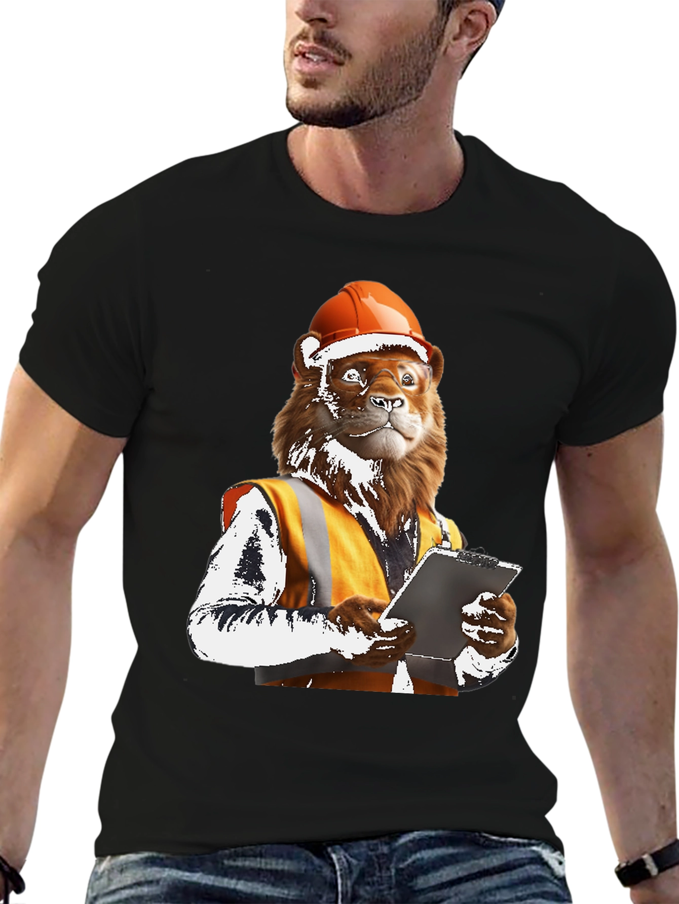 Lion Construction Worker Graphic Tee
