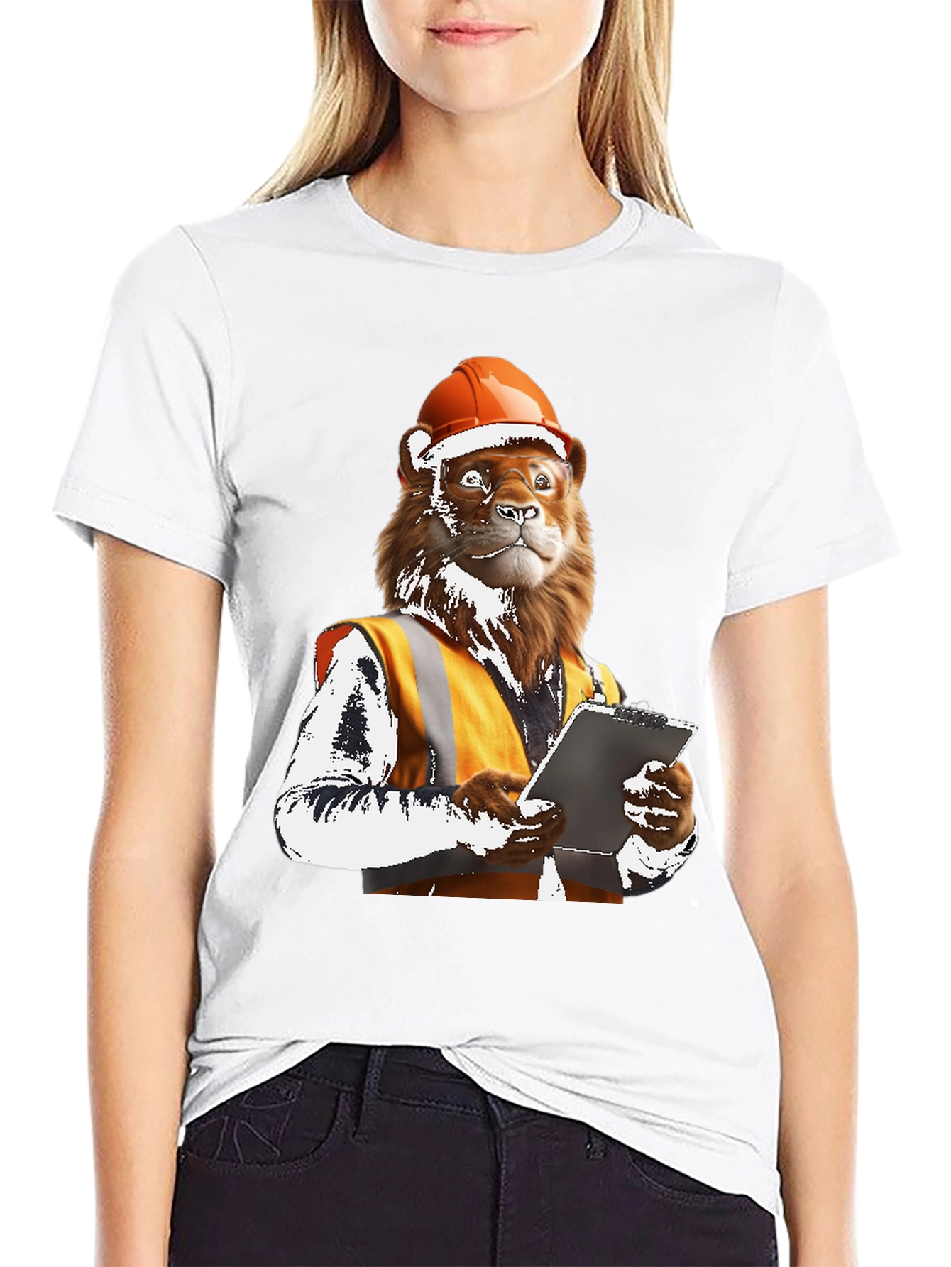 Lion Construction Worker Graphic Tee